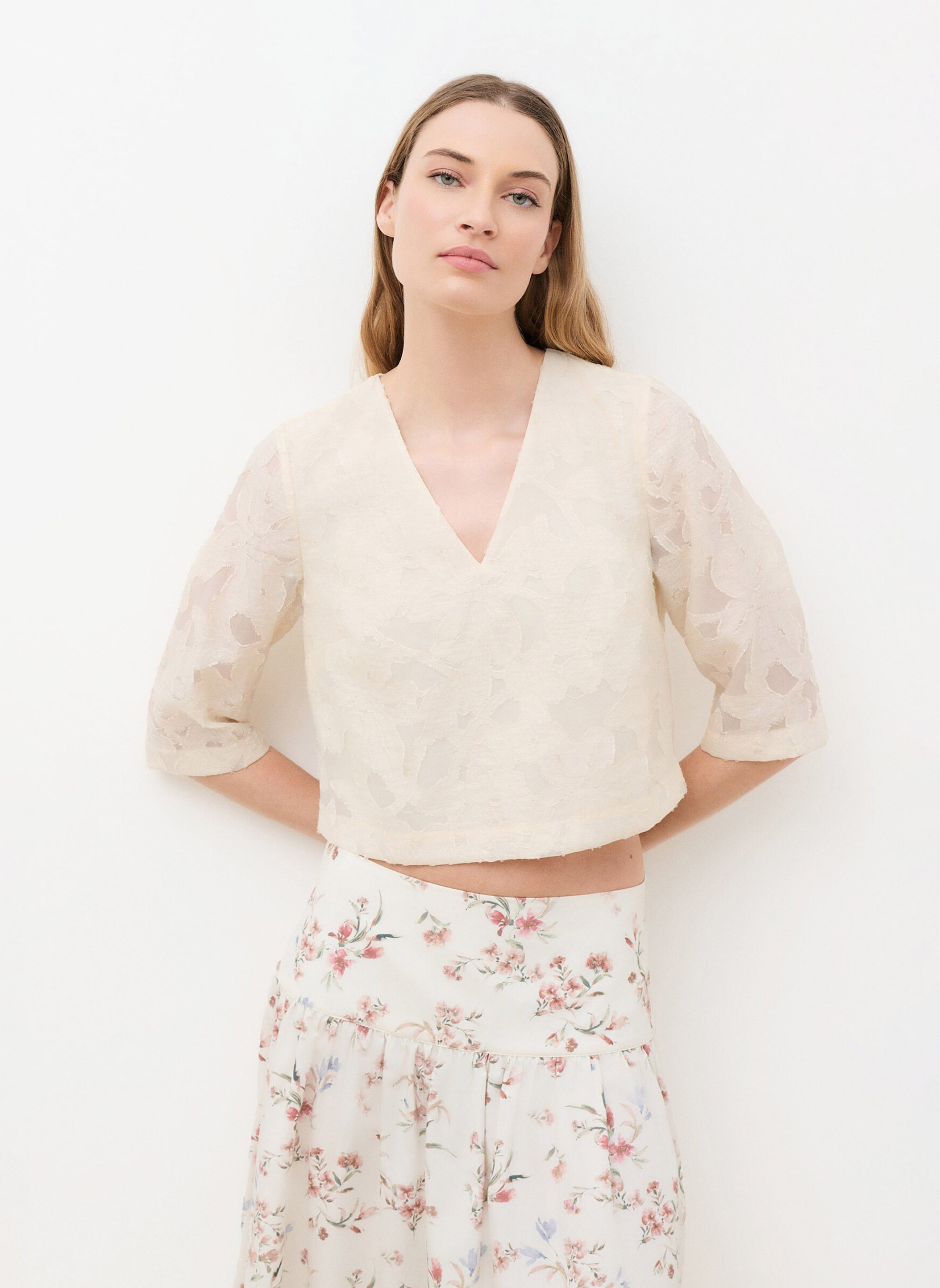 V-neck top CAROLL Beige