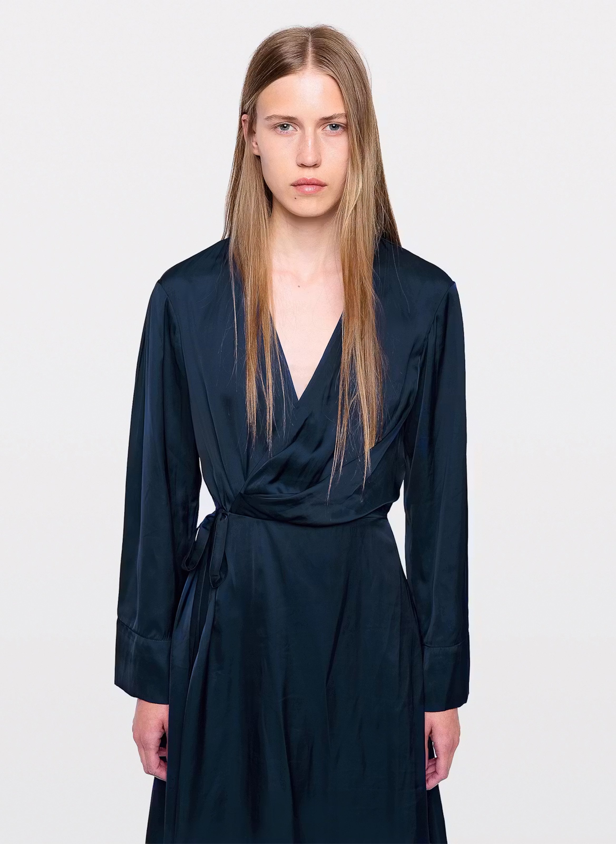 Korte, satijnachtige jurk met V-hals ZADIG&VOLTAIRE Blauw