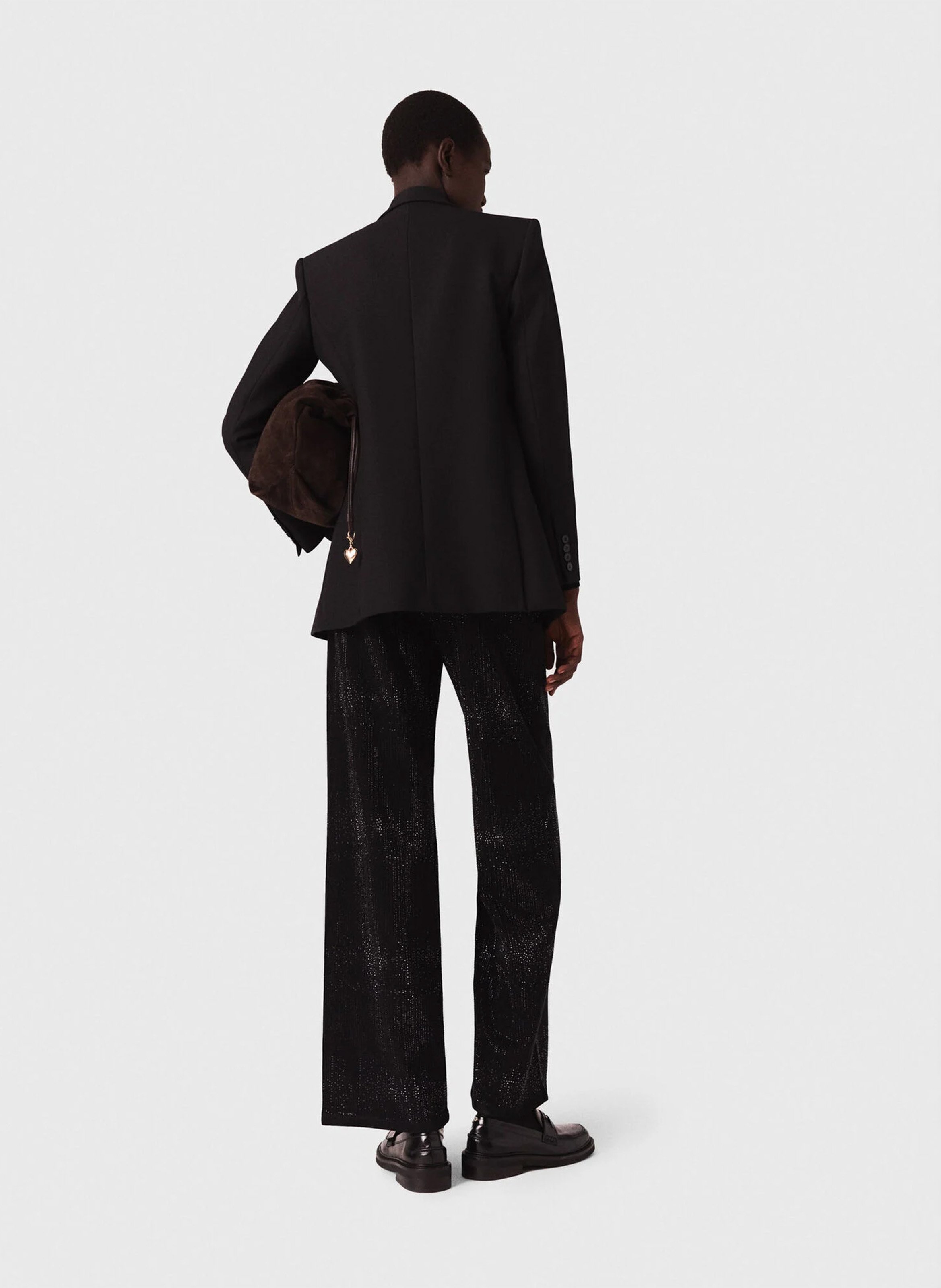 Jean large taille haute MAJE Noir
