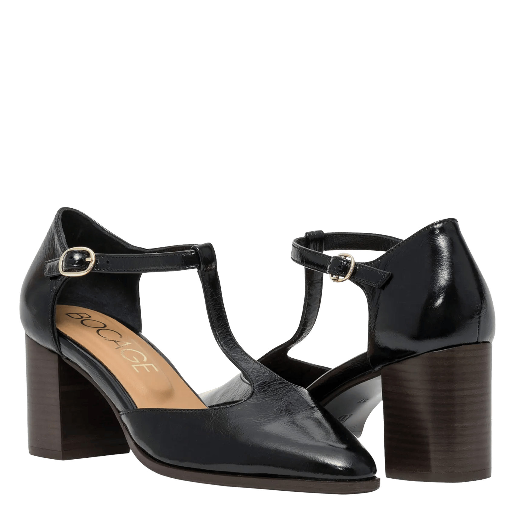 Leather high heels with straps BOCAGE Black