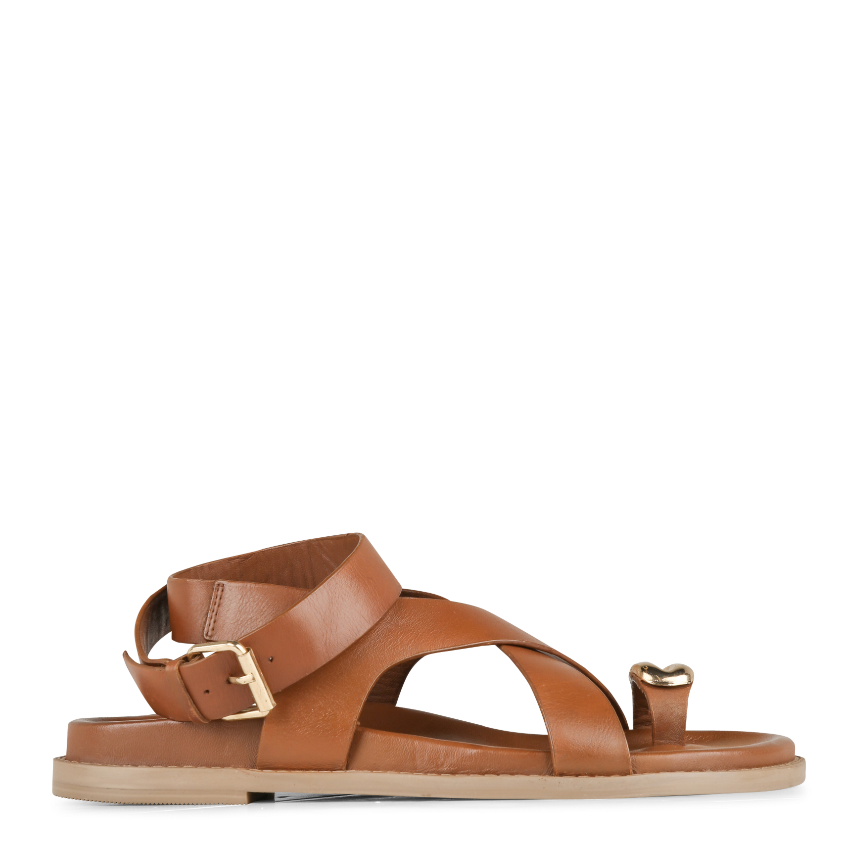 Sandales plates en cuir LA FEE MARABOUTEE Marron
