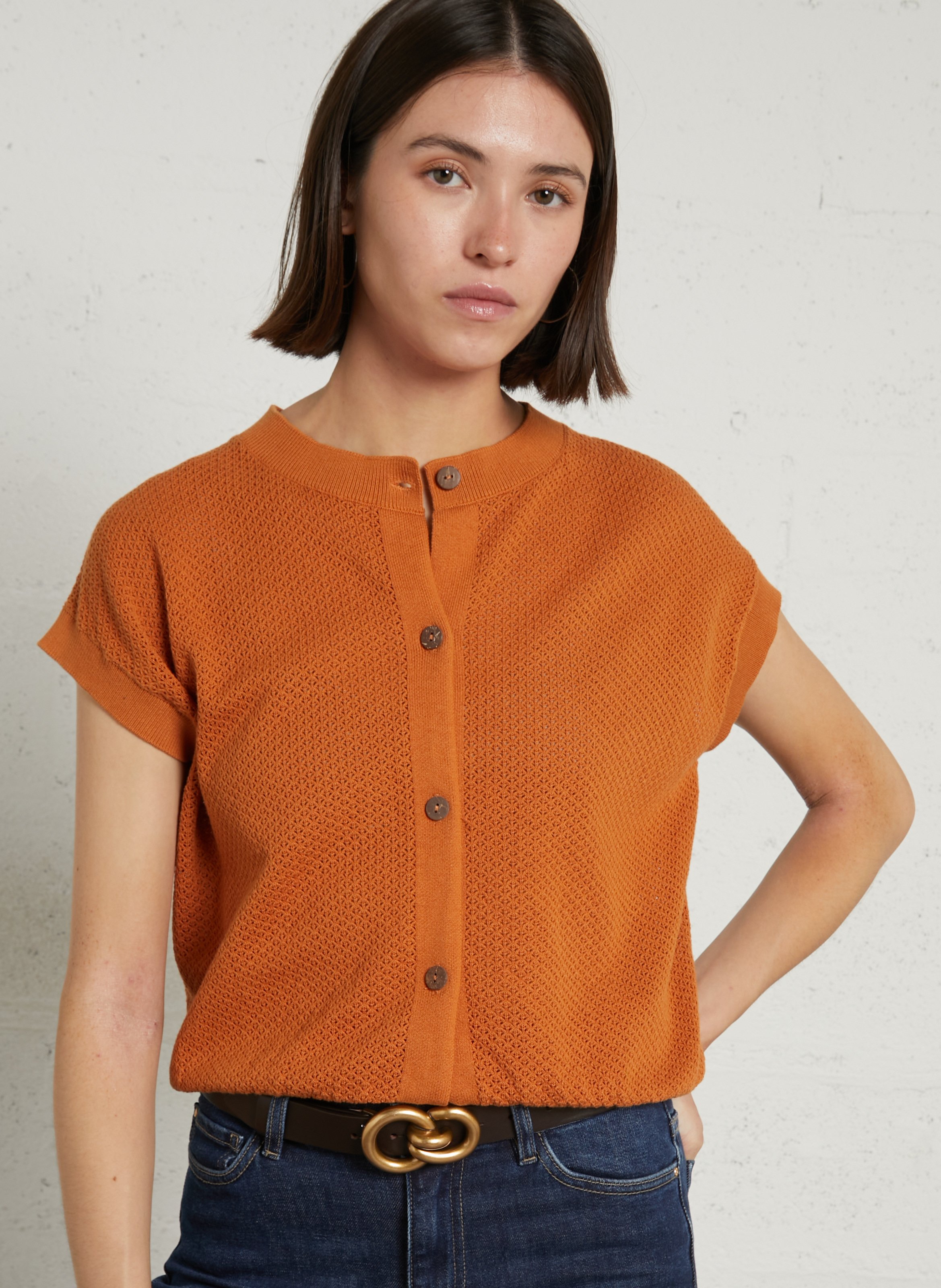 Oversized cotton cardigan MAISON 123 Golden