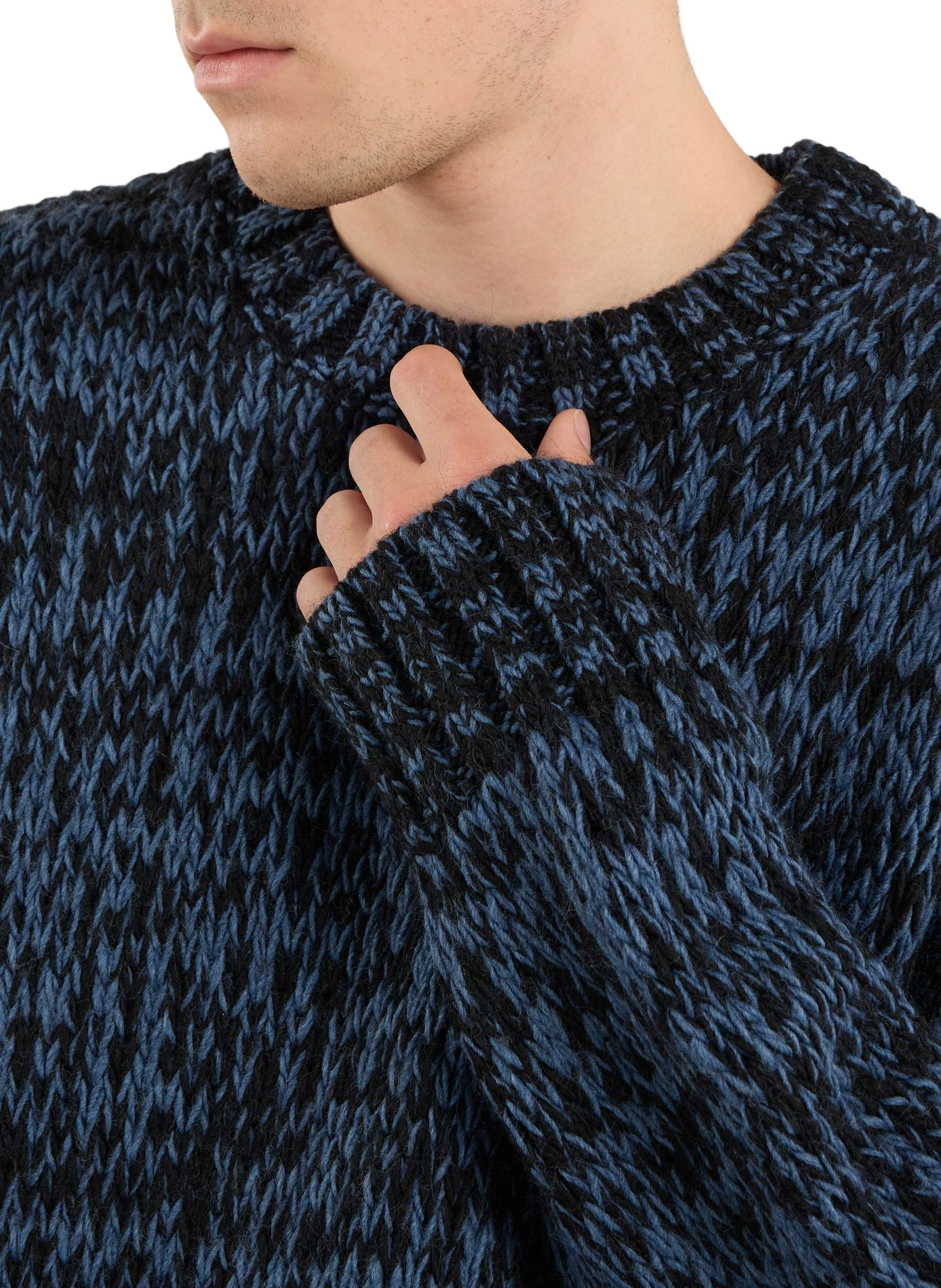 Round-neck heathered knit sweater SAISON 1865 Blue