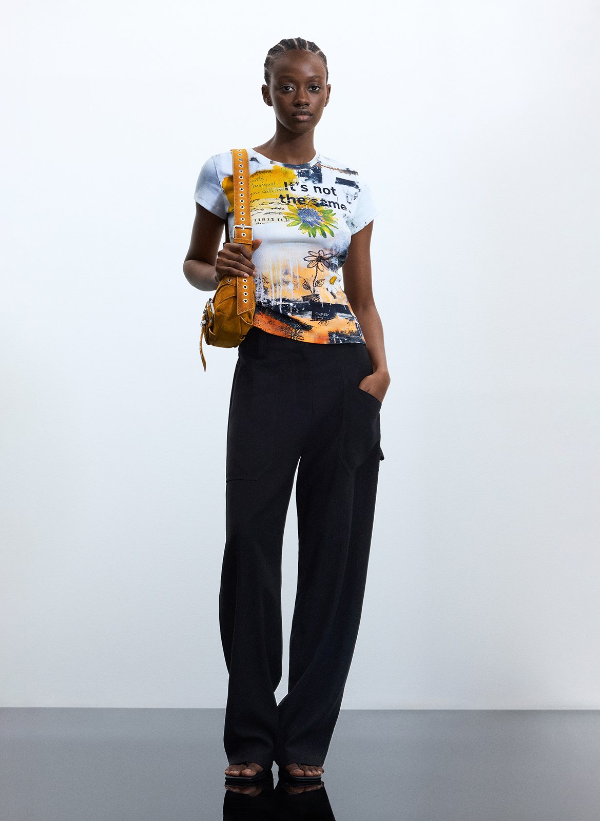 Tee-shirt col rond en coton mélangé DESIGUAL Blanc