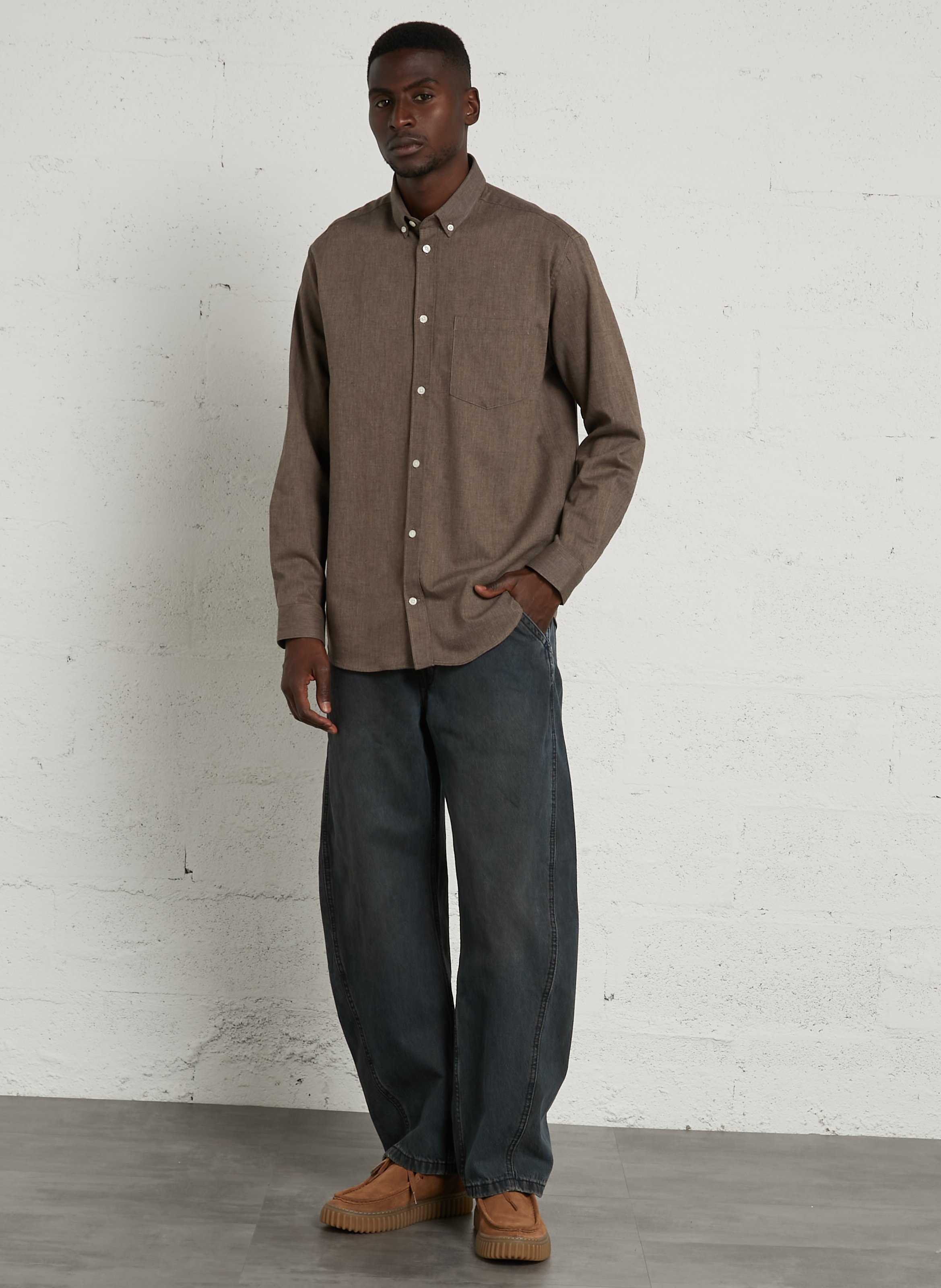 Chemise regular en coton AU PRINTEMPS PARIS Marron