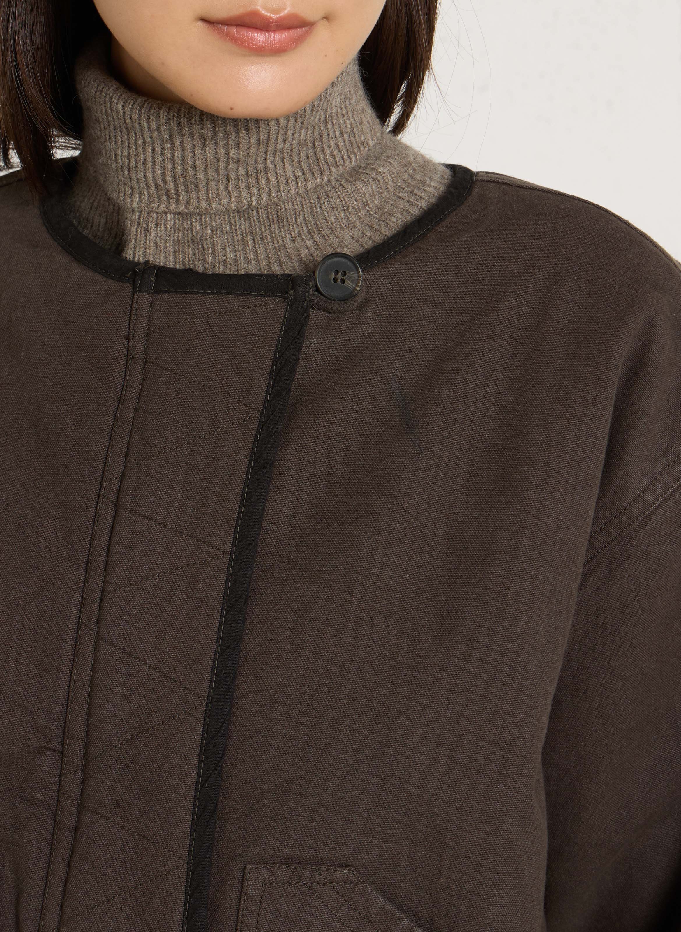 Weite Rundhalsausschnitt Baumwolljacke LEON & HARPER Grau