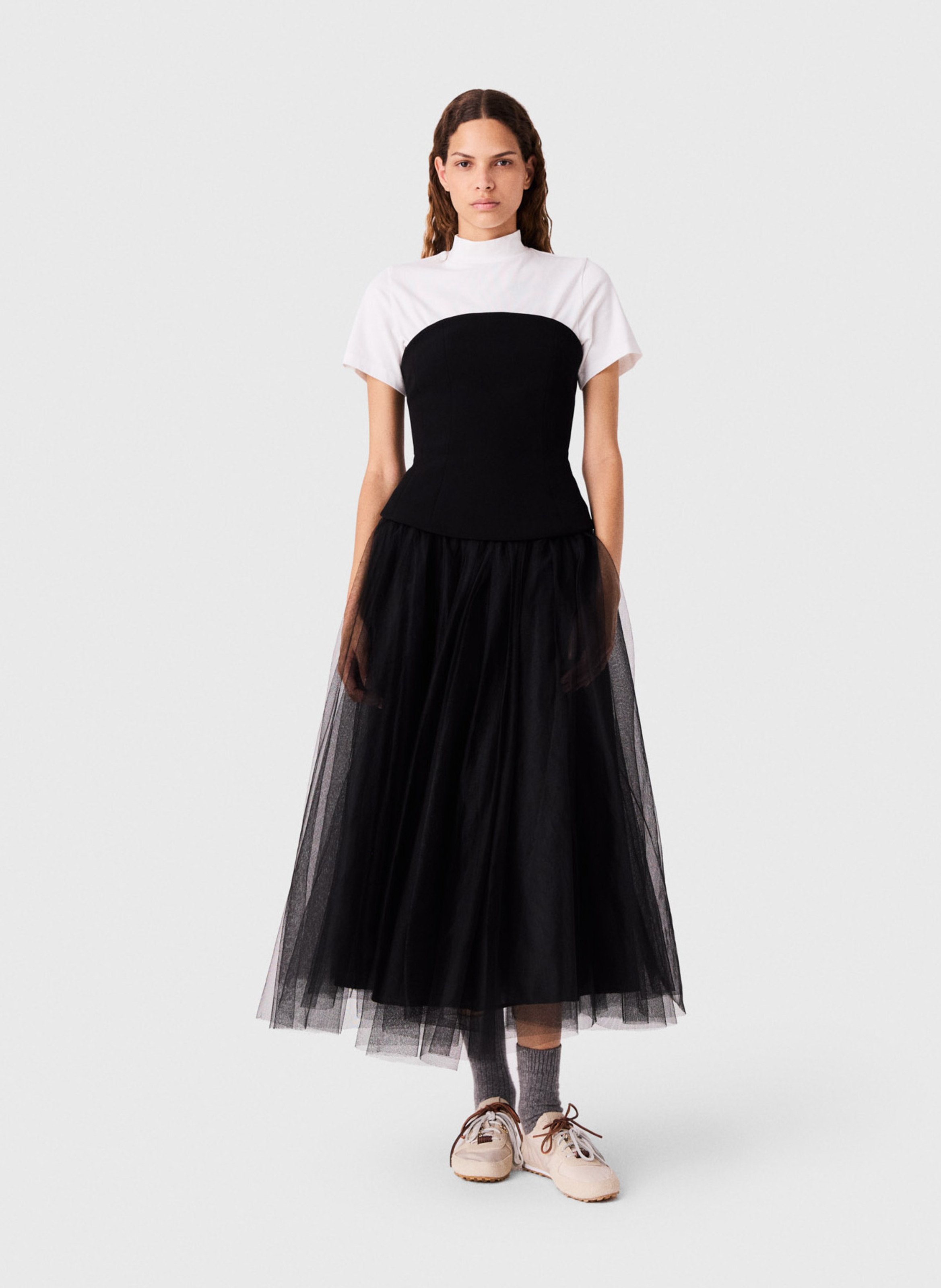 Robe bustier avec jupe en tulle MAJE Noir