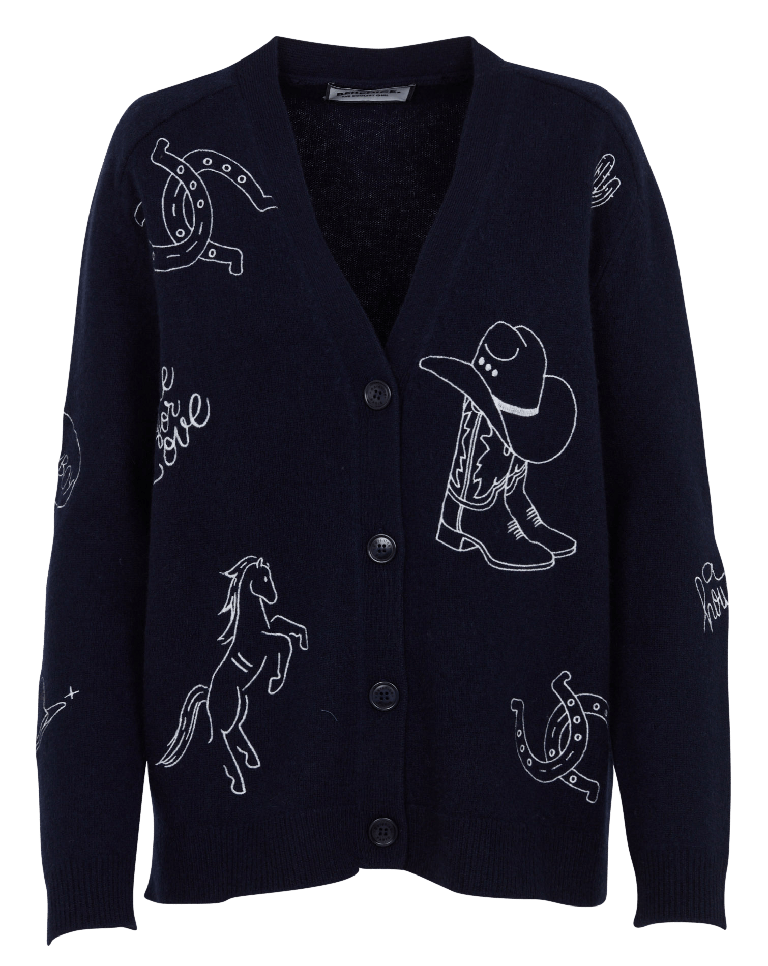 Gilet ample col V brodé en laine BERENICE
