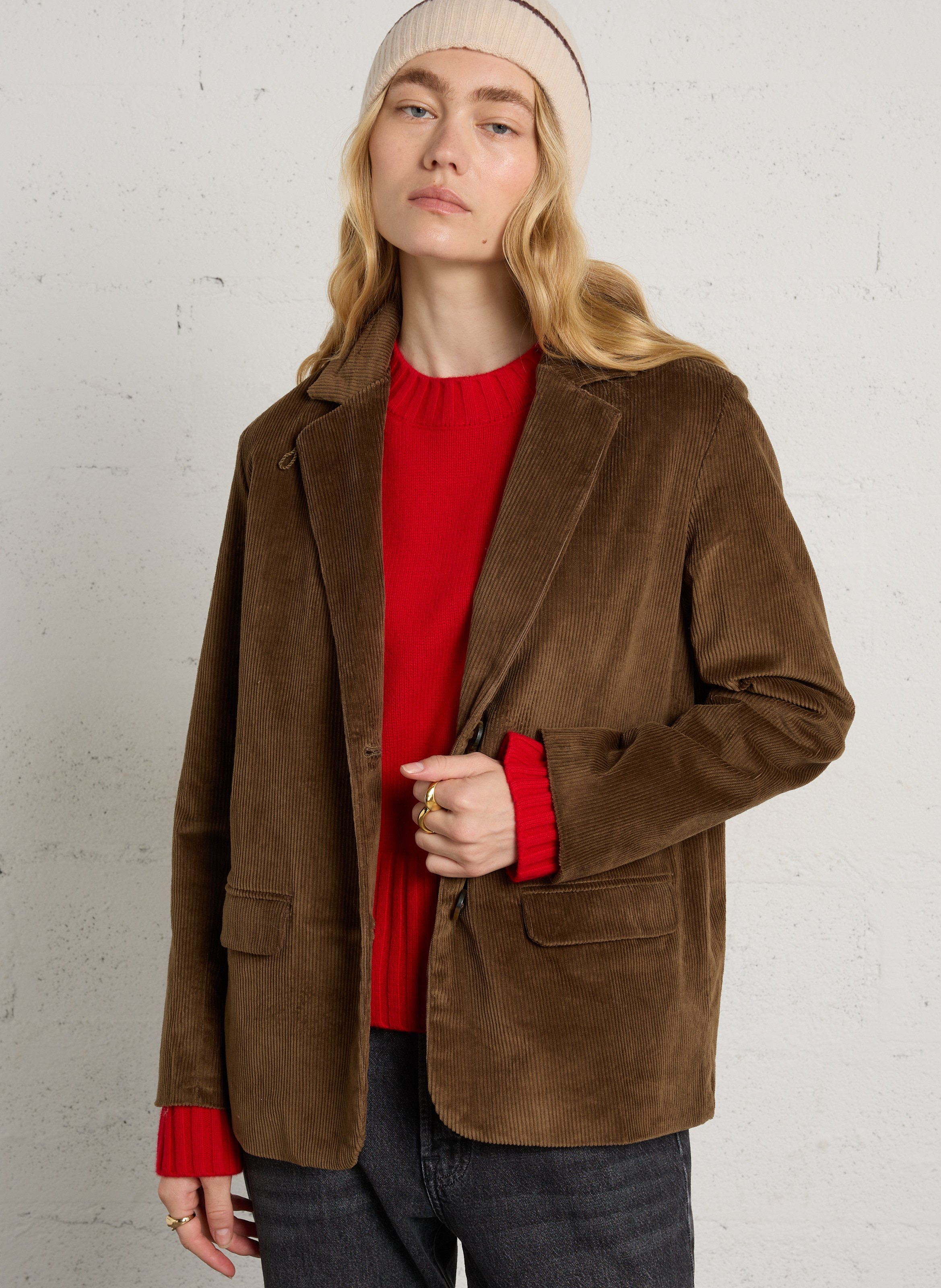 Veste de tailleur en coton mélangé LEON & HARPER Marron