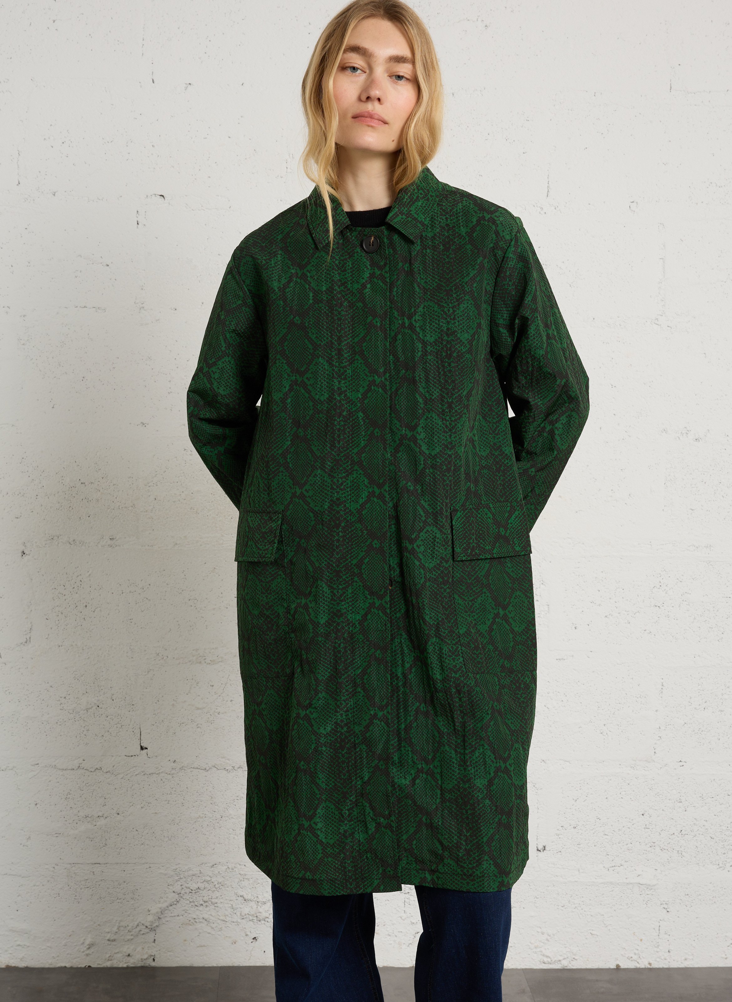 Oversize bedruckter Trenchcoat LEON & HARPER Grun