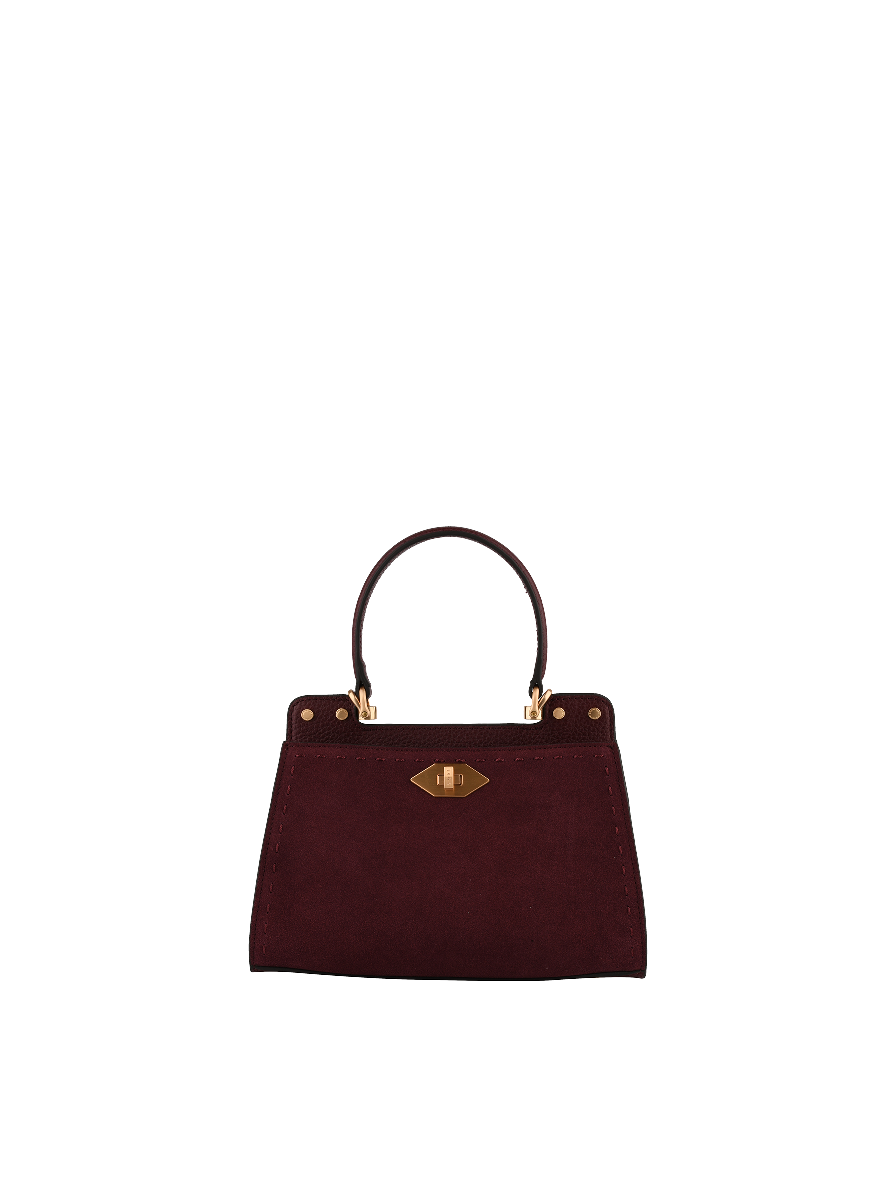 Cowhide leather handbag with a suede-effect finish POURCHET
