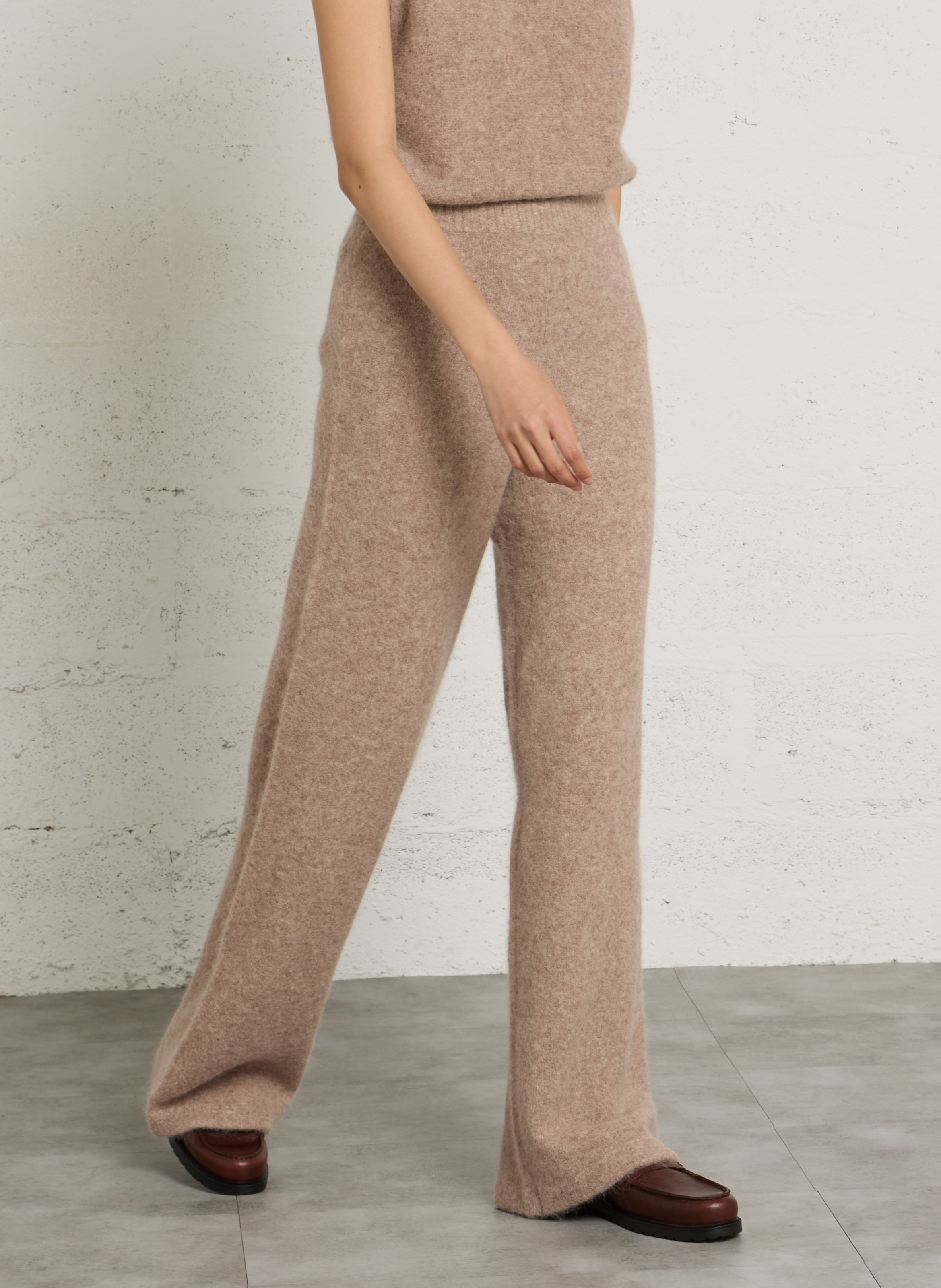 Schlaghose aus Wollmix MAJESTIC FILATURES Beige