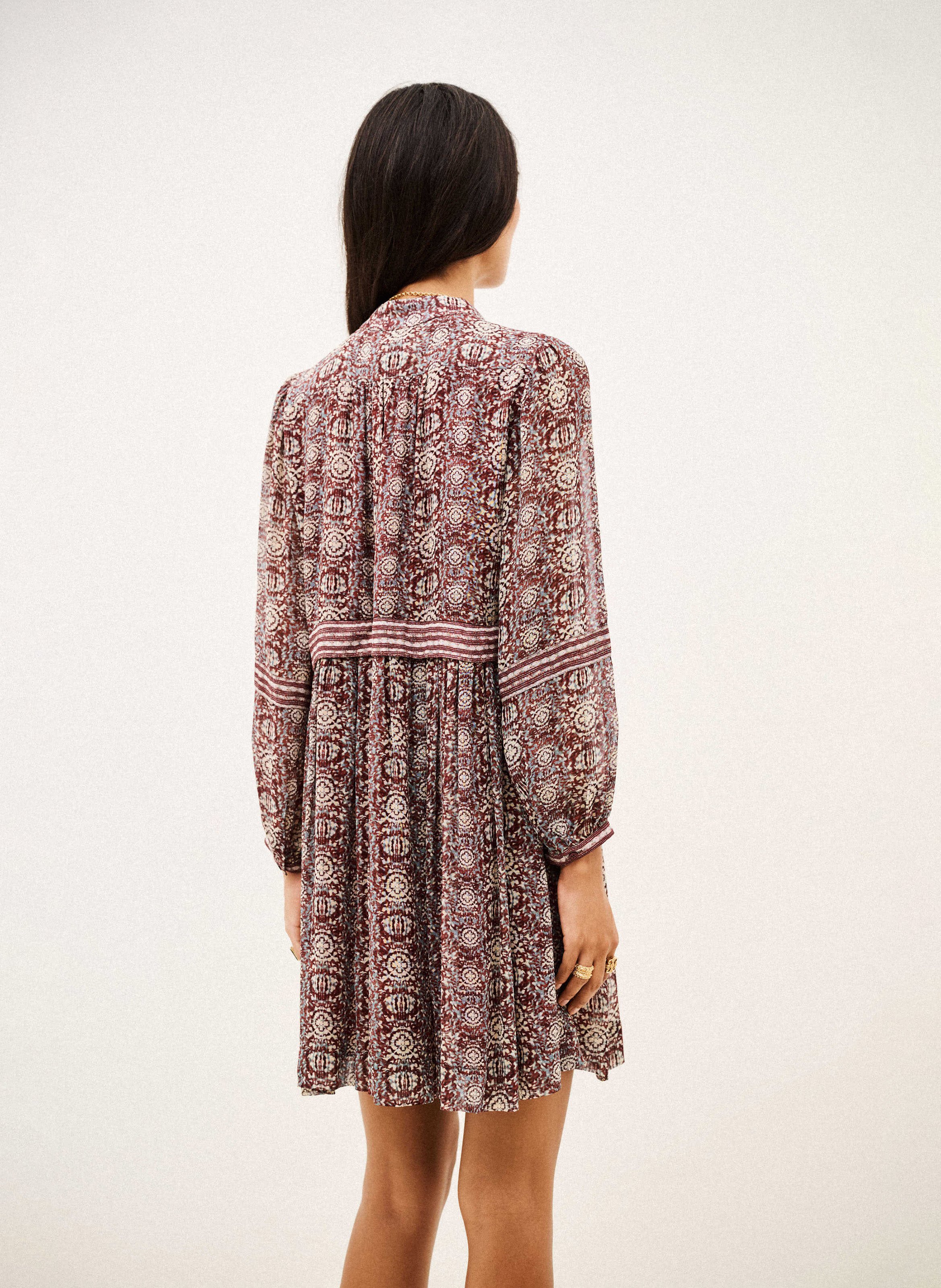 Robe courte ample imprimée BA&SH Prune