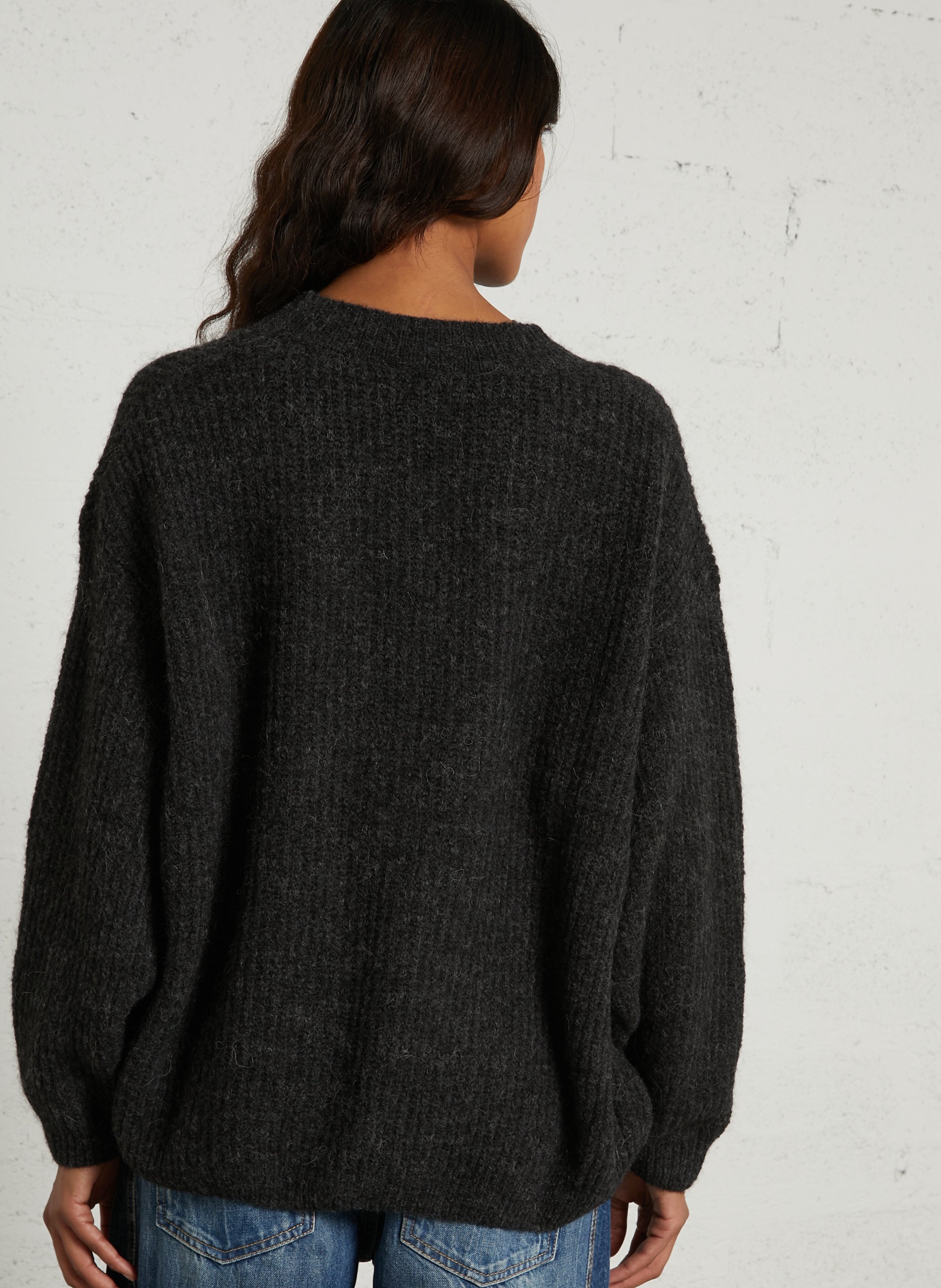 Loose-fit mixed-knit V-neck cardigan AMERICAN VINTAGE Grey