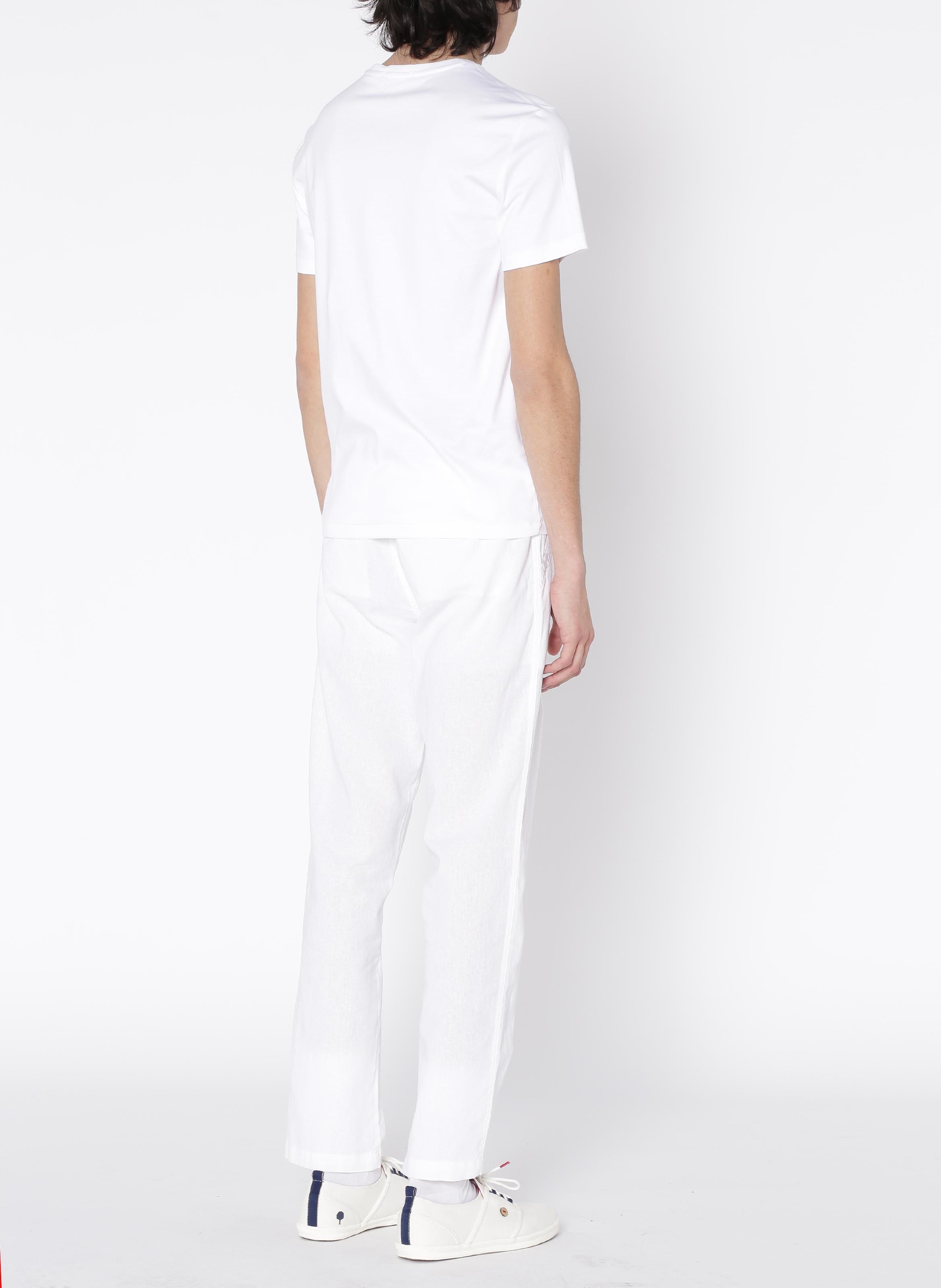 Round-neck slim-fit pima cotton T-shirt with Pony Player White