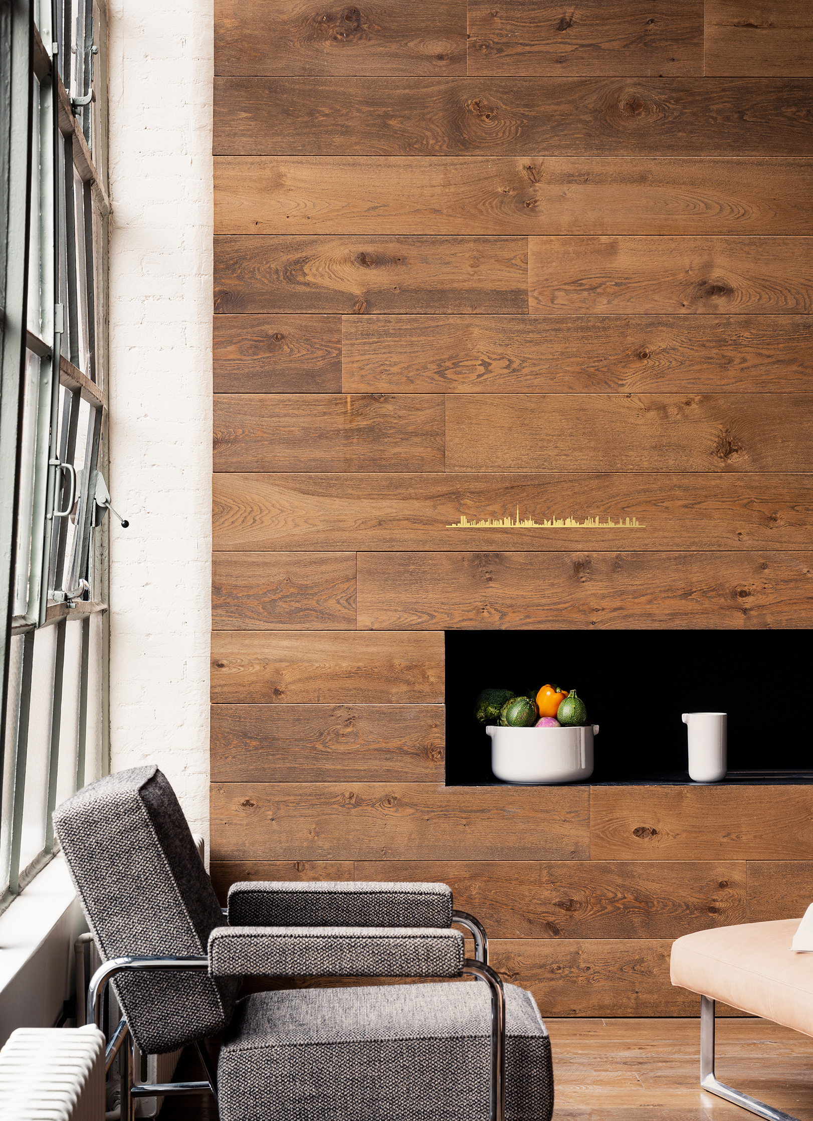 Wanddecoratie THE LINE Goudkleurig