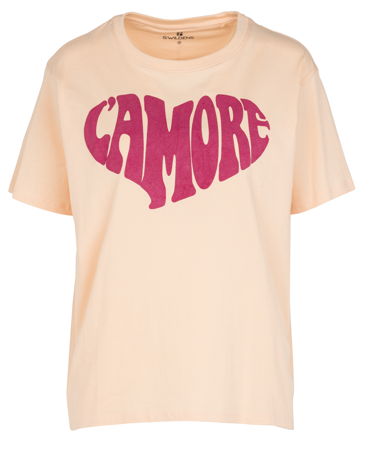 Tee-shirt col rond sérigraphié en coton SWILDENS Beige