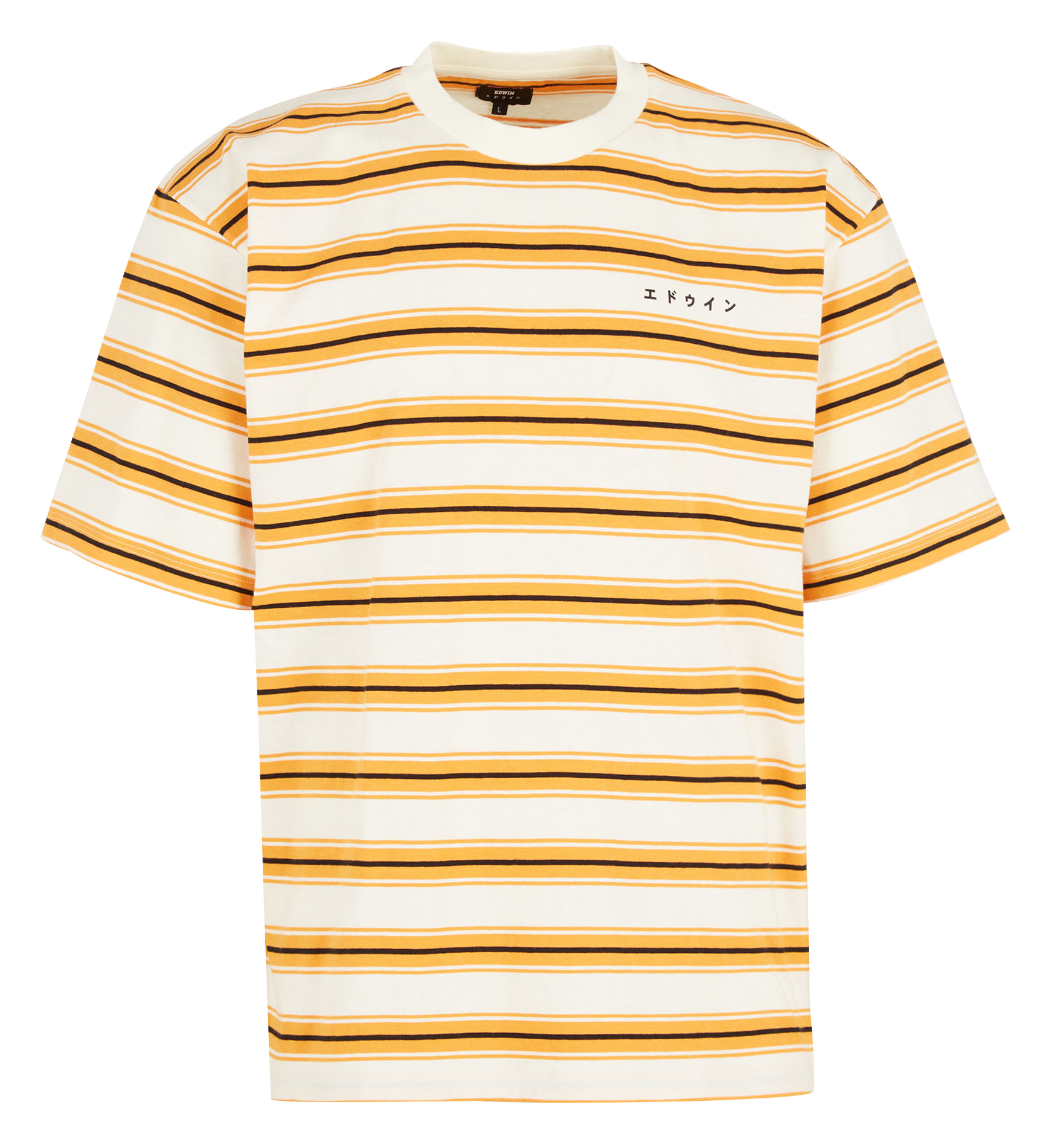 Straight-cut round-neck cotton T-shirt EDWIN Orange