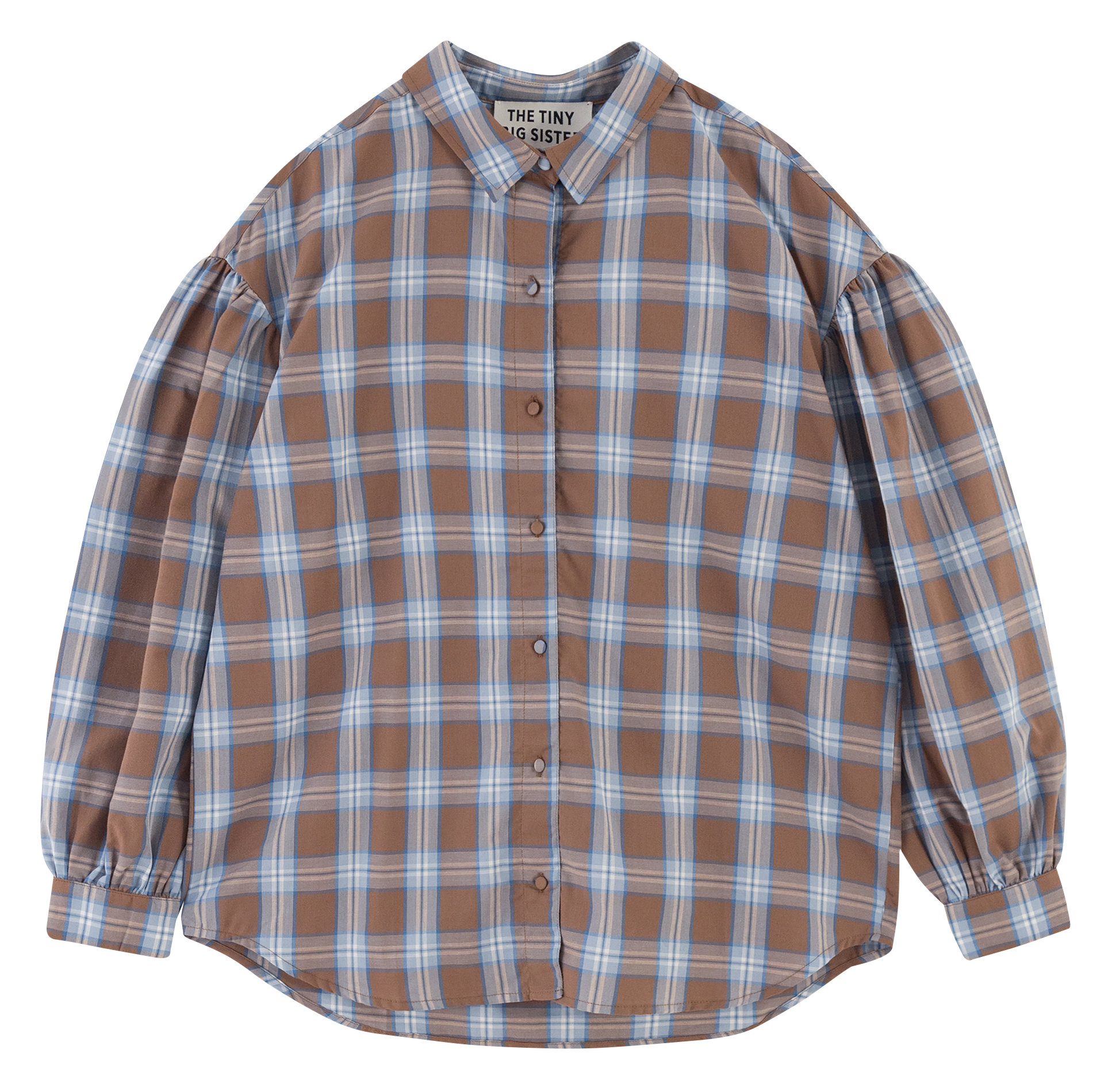 Chemise droite à carreaux  THE TINY BIG SISTER Marron
