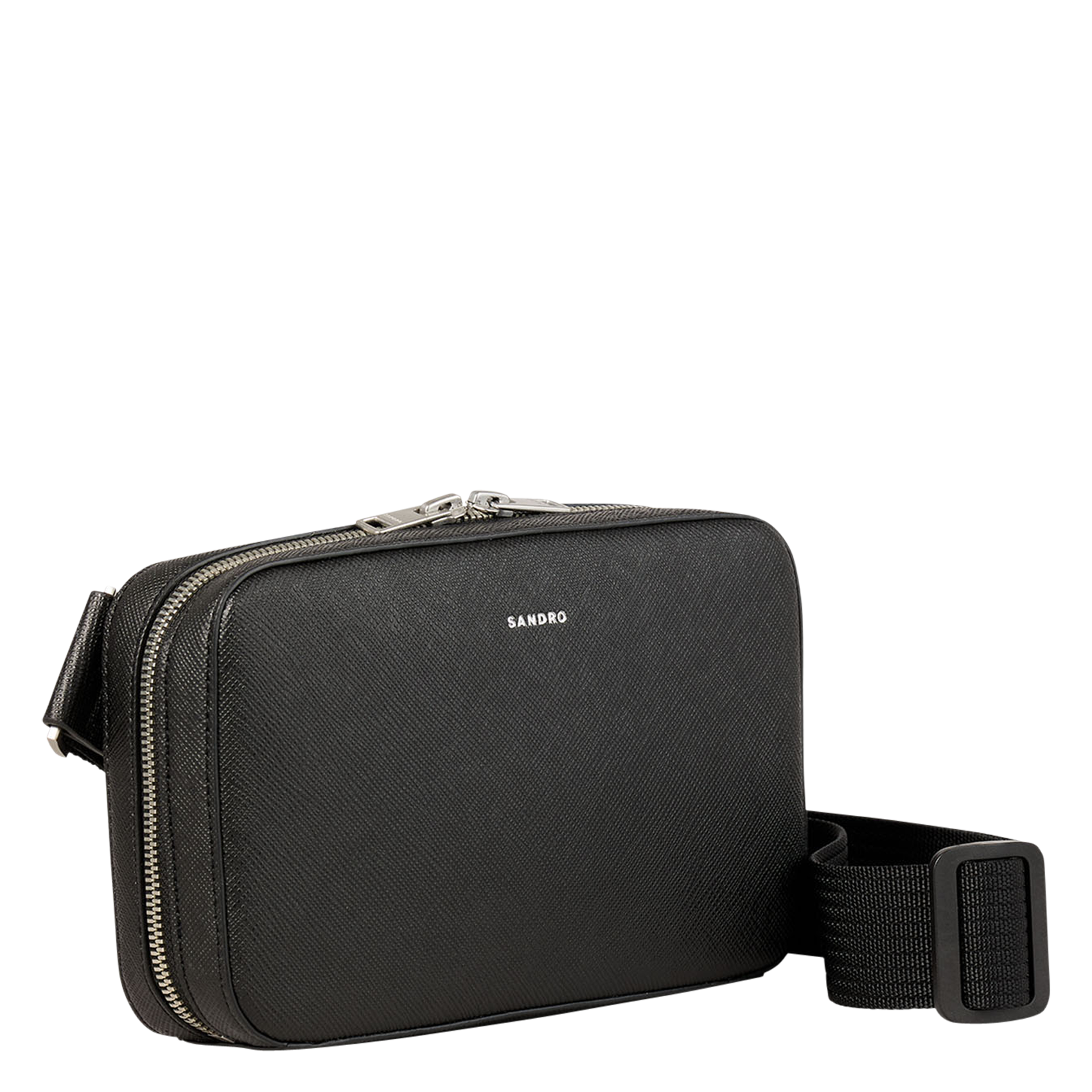 Sac bandoulière en cuir SANDRO Noir