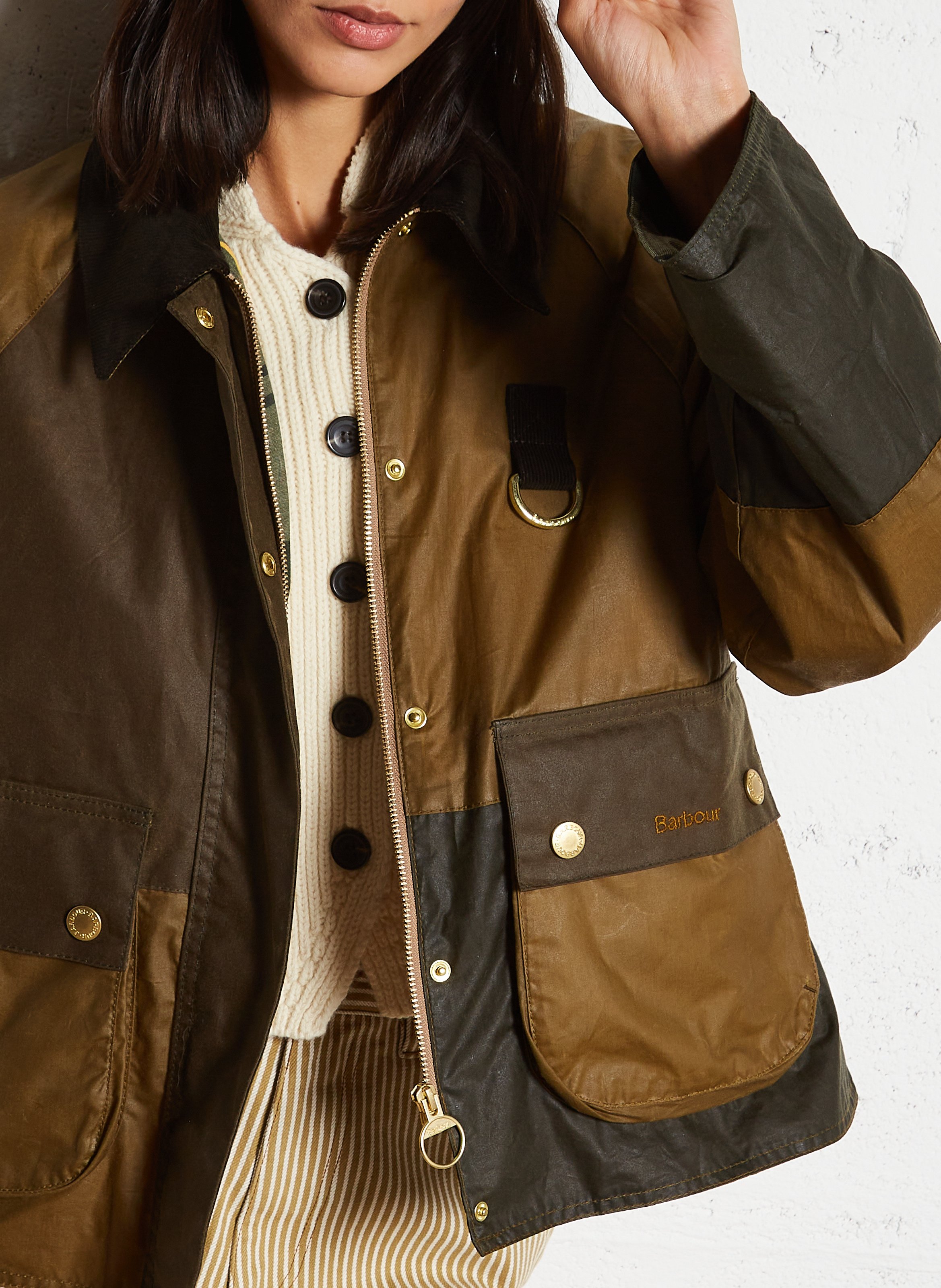 Rechte jas van gewaxt katoen BARBOUR Bruin