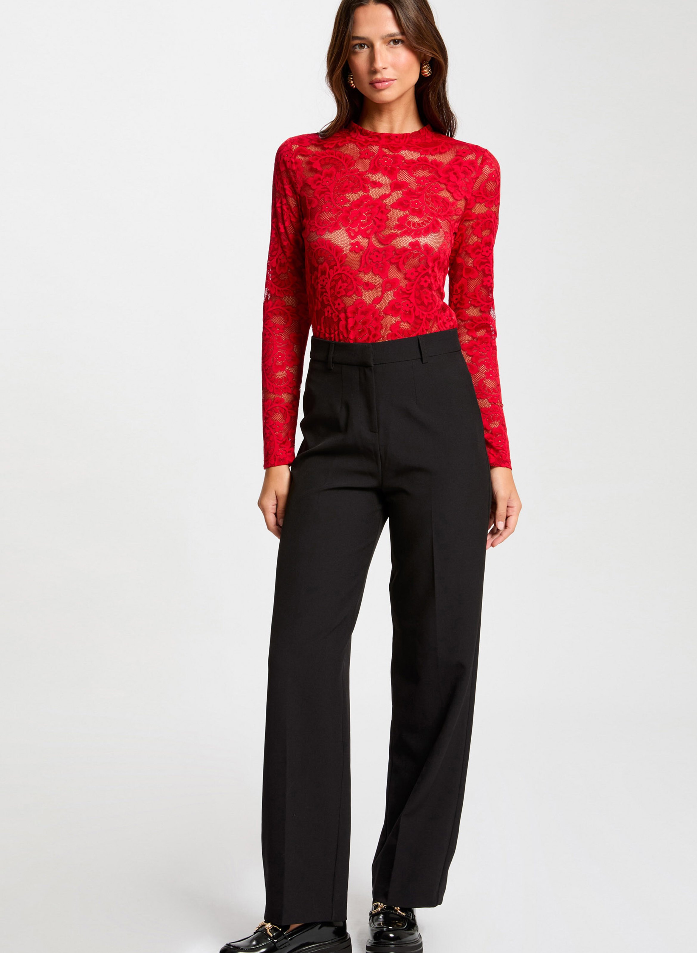 Rechte bandplooibroek MORGAN Zwart