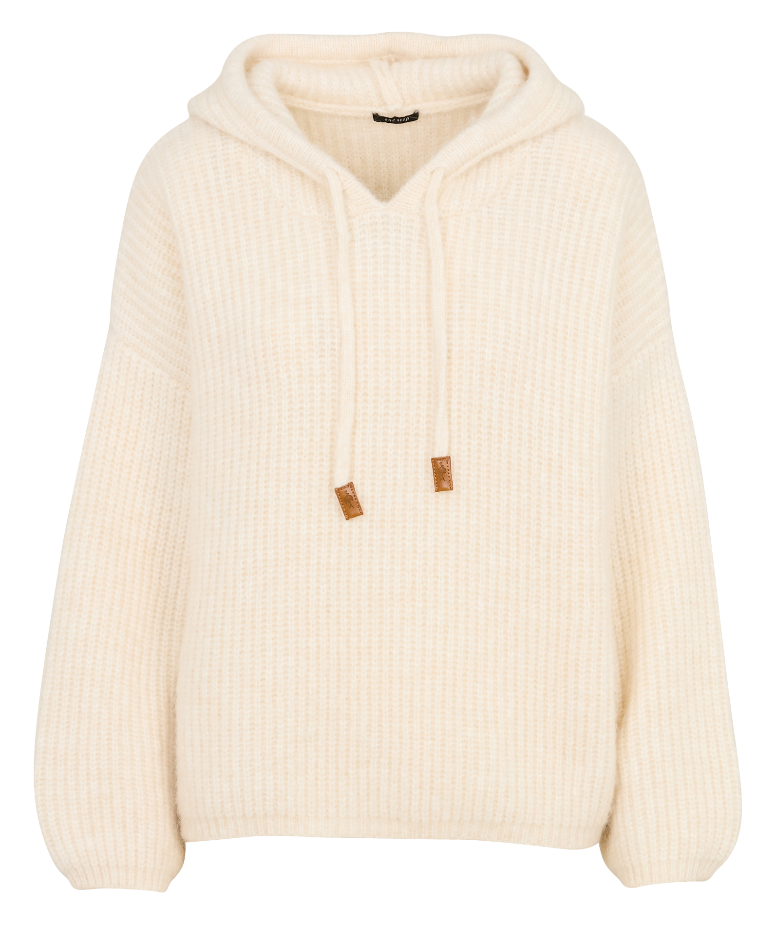 Long wool-blend knit cardigan ONE STEP White