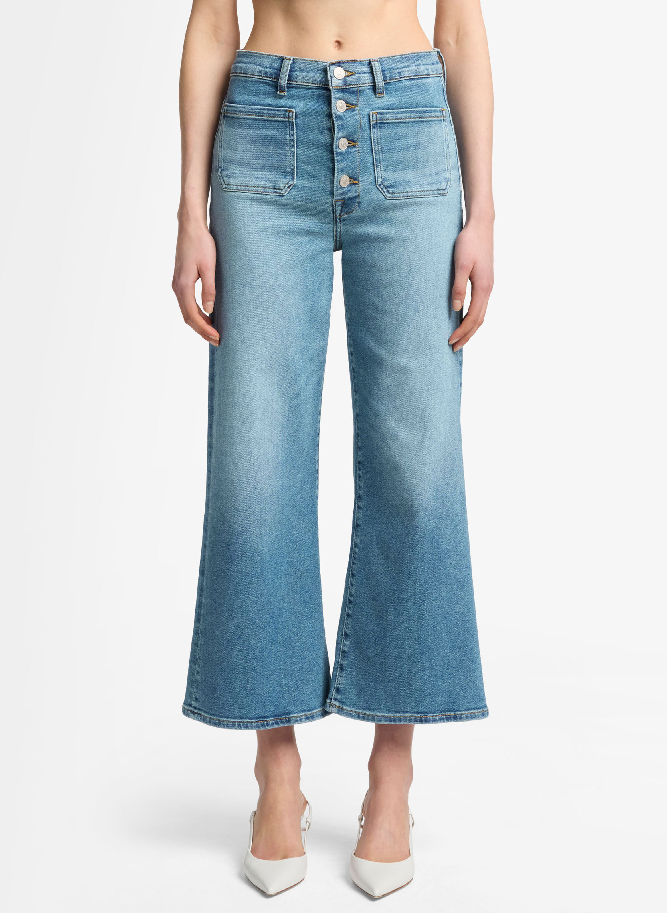 Bootcut broek met hoge taille 7 FOR ALL MANKIND Zwart