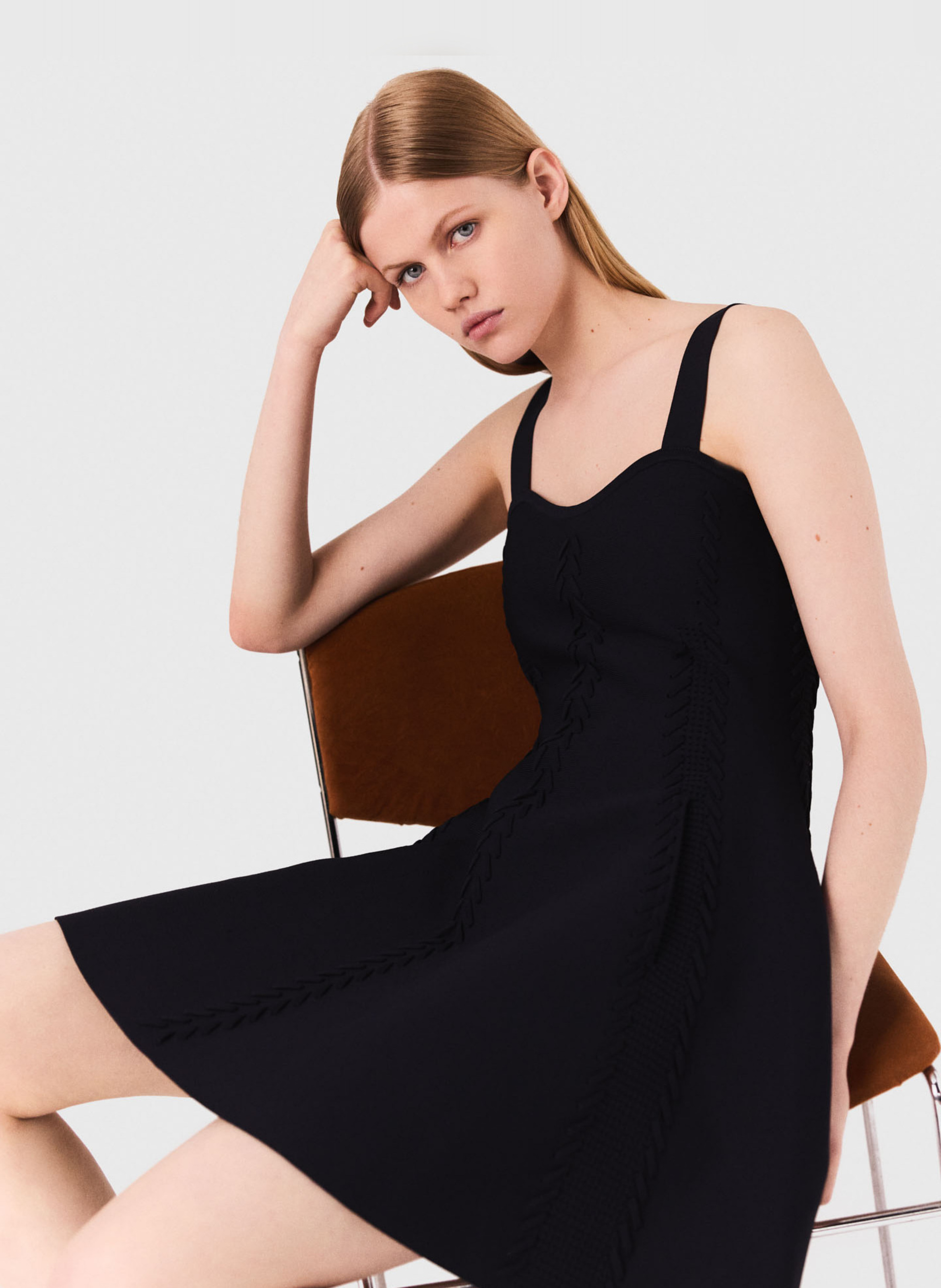 Short skater dress with straps Blue