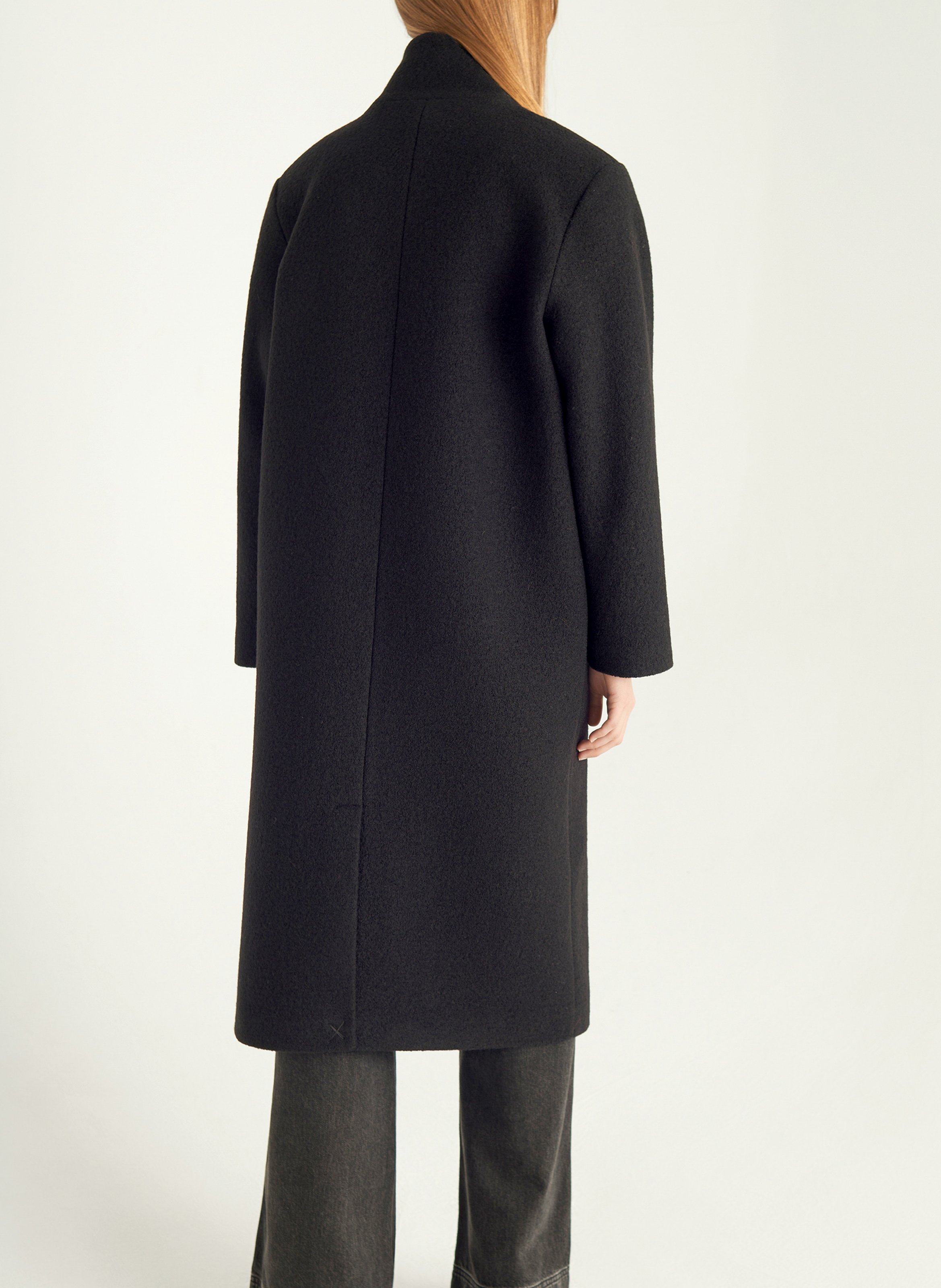 Manteau midi col montant en laine COTELAC Noir