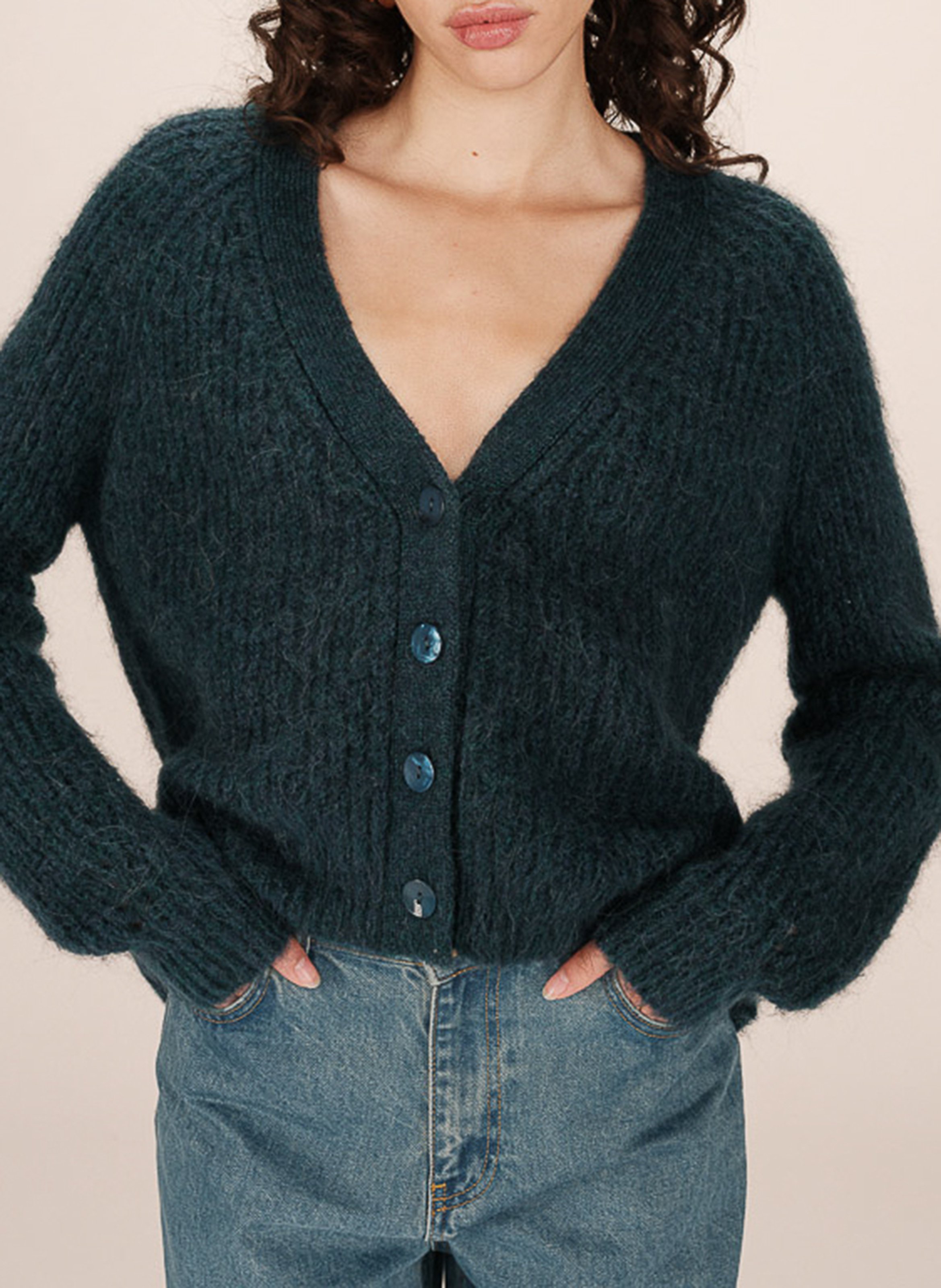 Gilet droit en maille GRACE ET MILA Vert