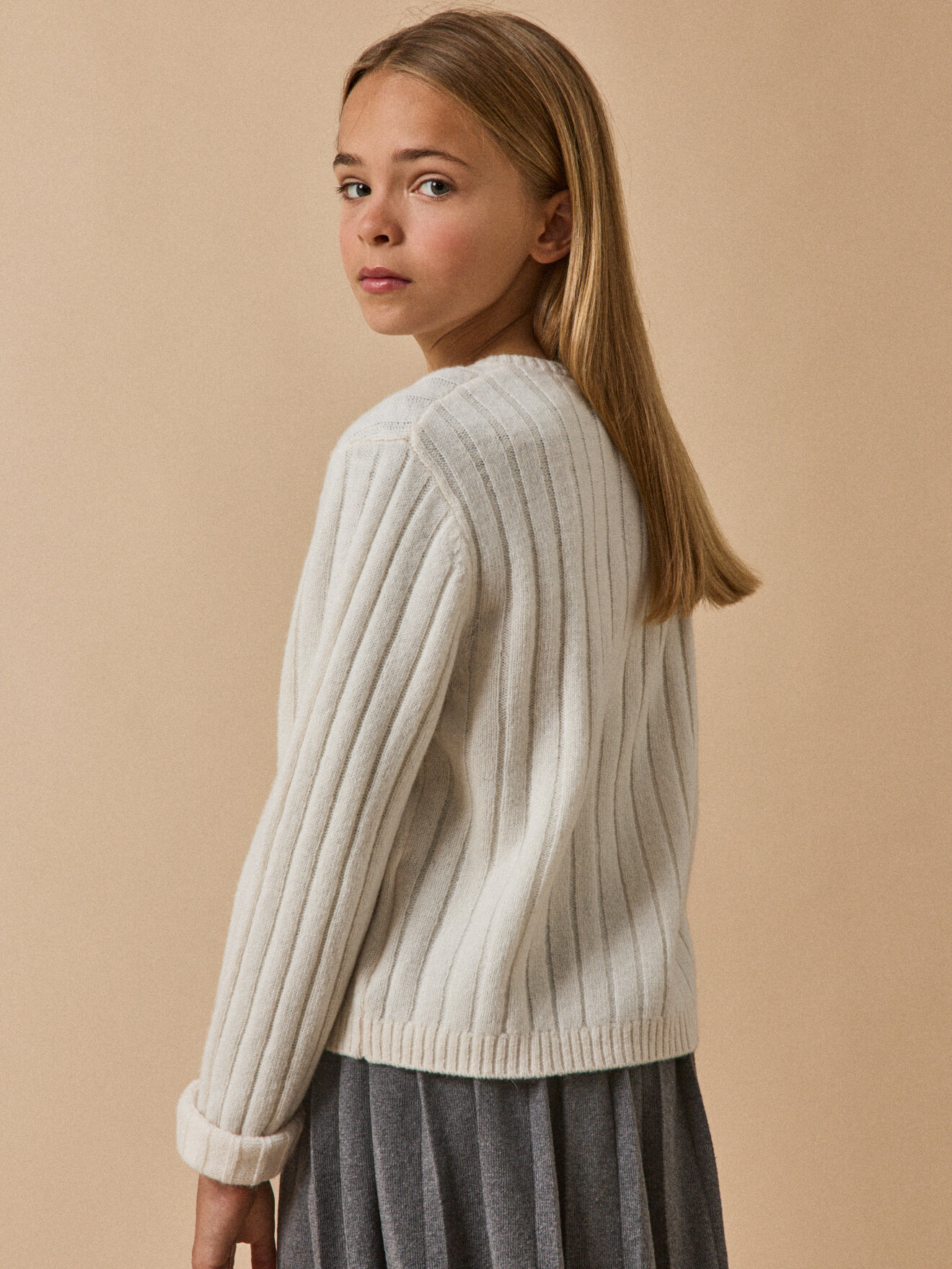 Merino wool ribbed cardigan CYRILLUS White