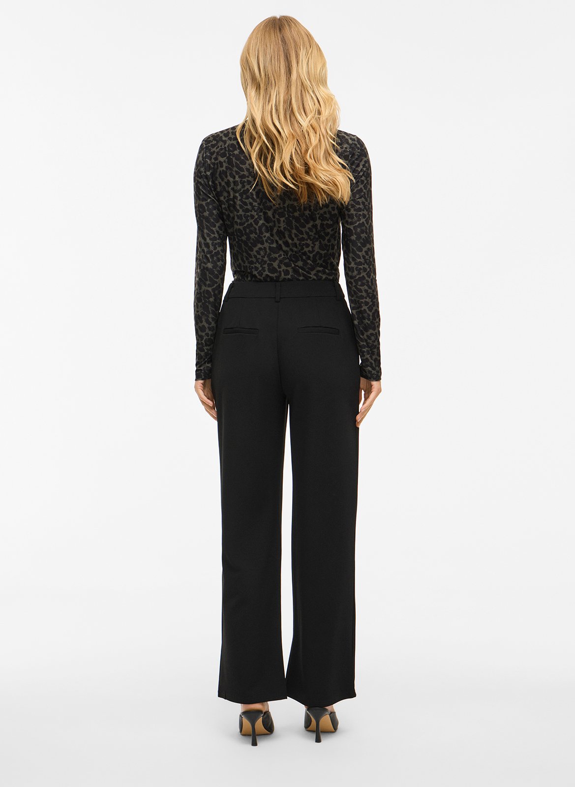 Pantalon flare taille haute unie VILA Noir