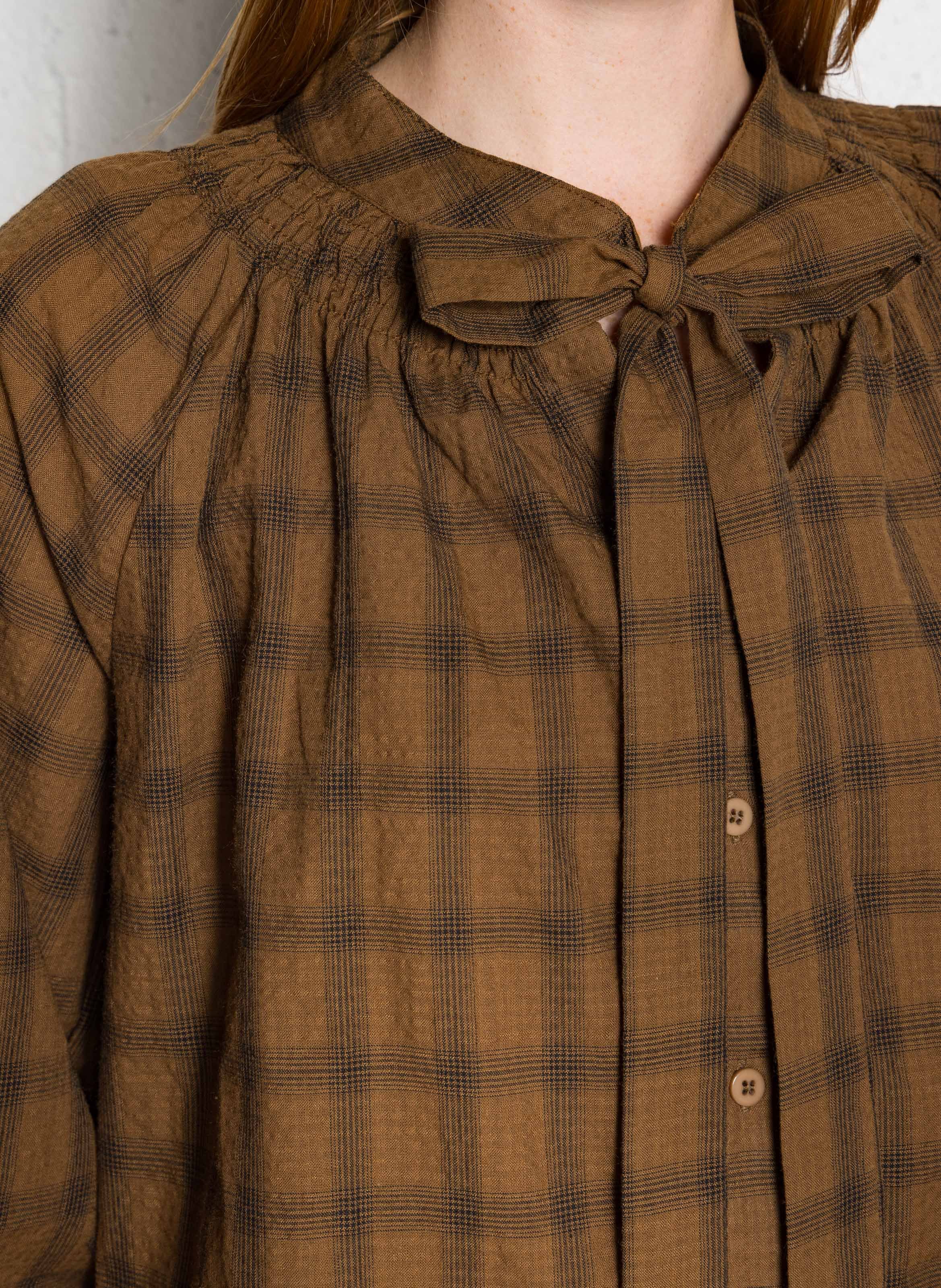 Baumwollbluse mit Schluppenkragen THE KORNER Braun