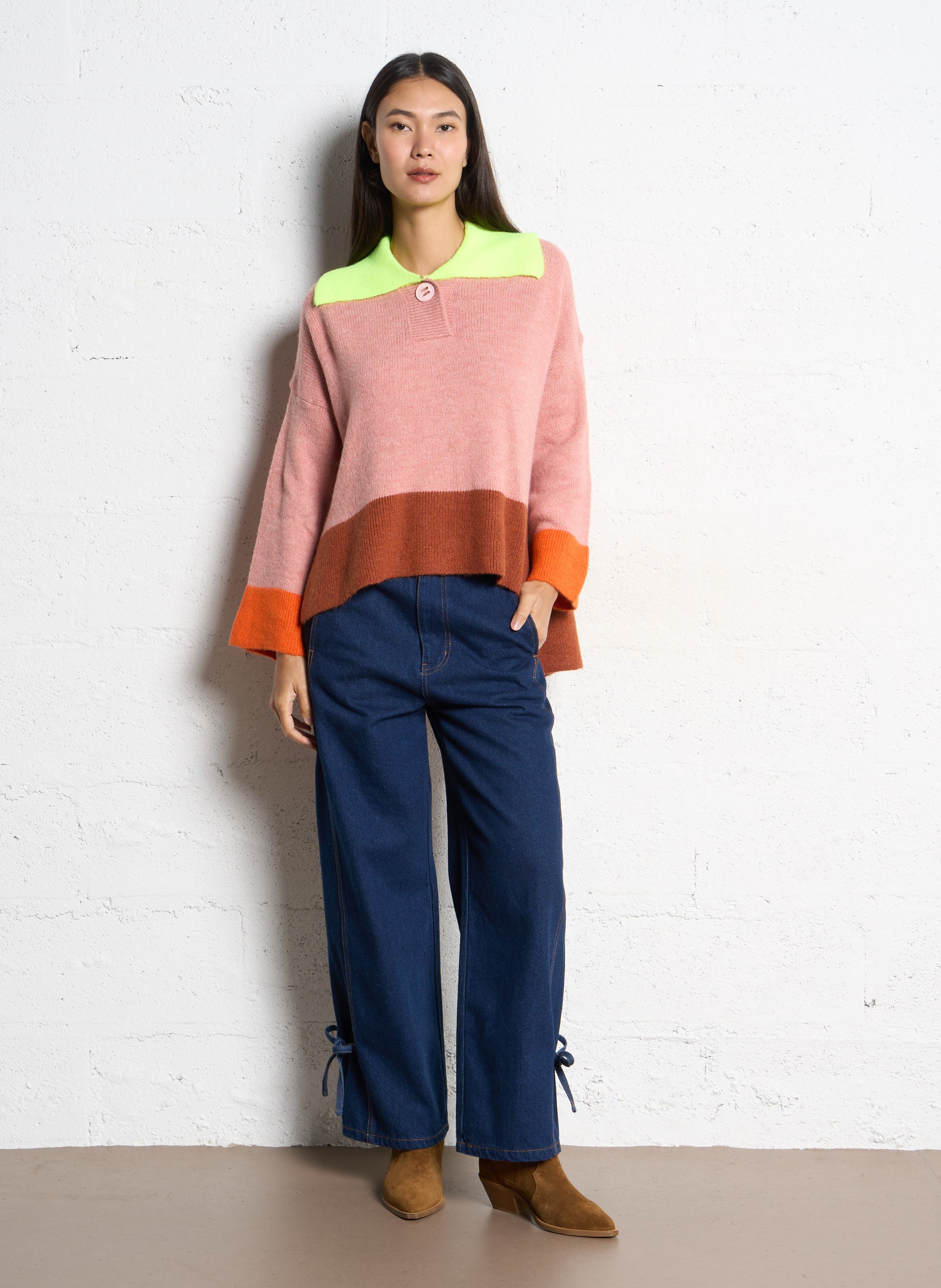 Jean large en coton THE TINY BIG SISTER Bleu