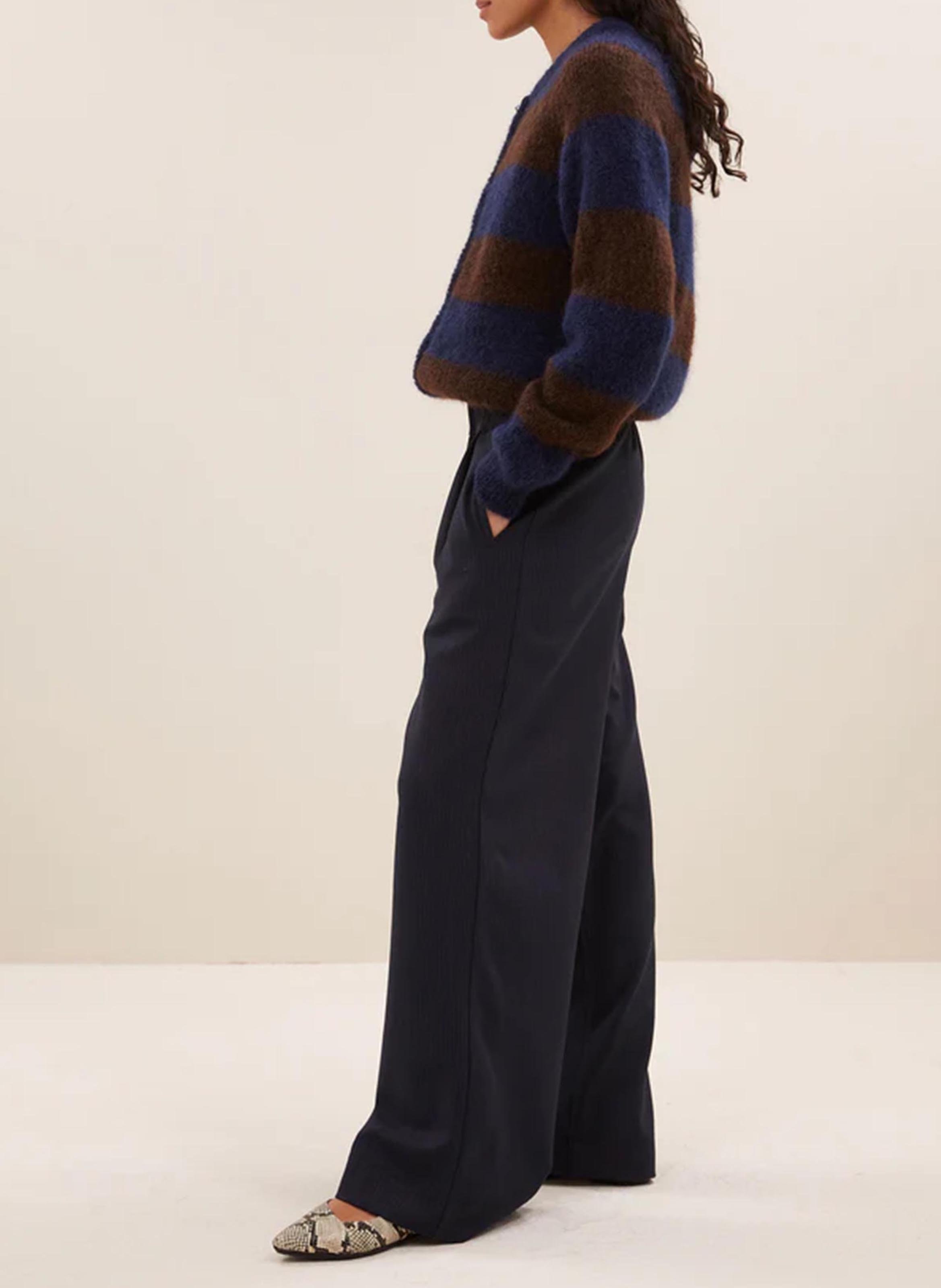 Rechte cardigan met ronde hals in gemengde mohair BY BAR Bruin