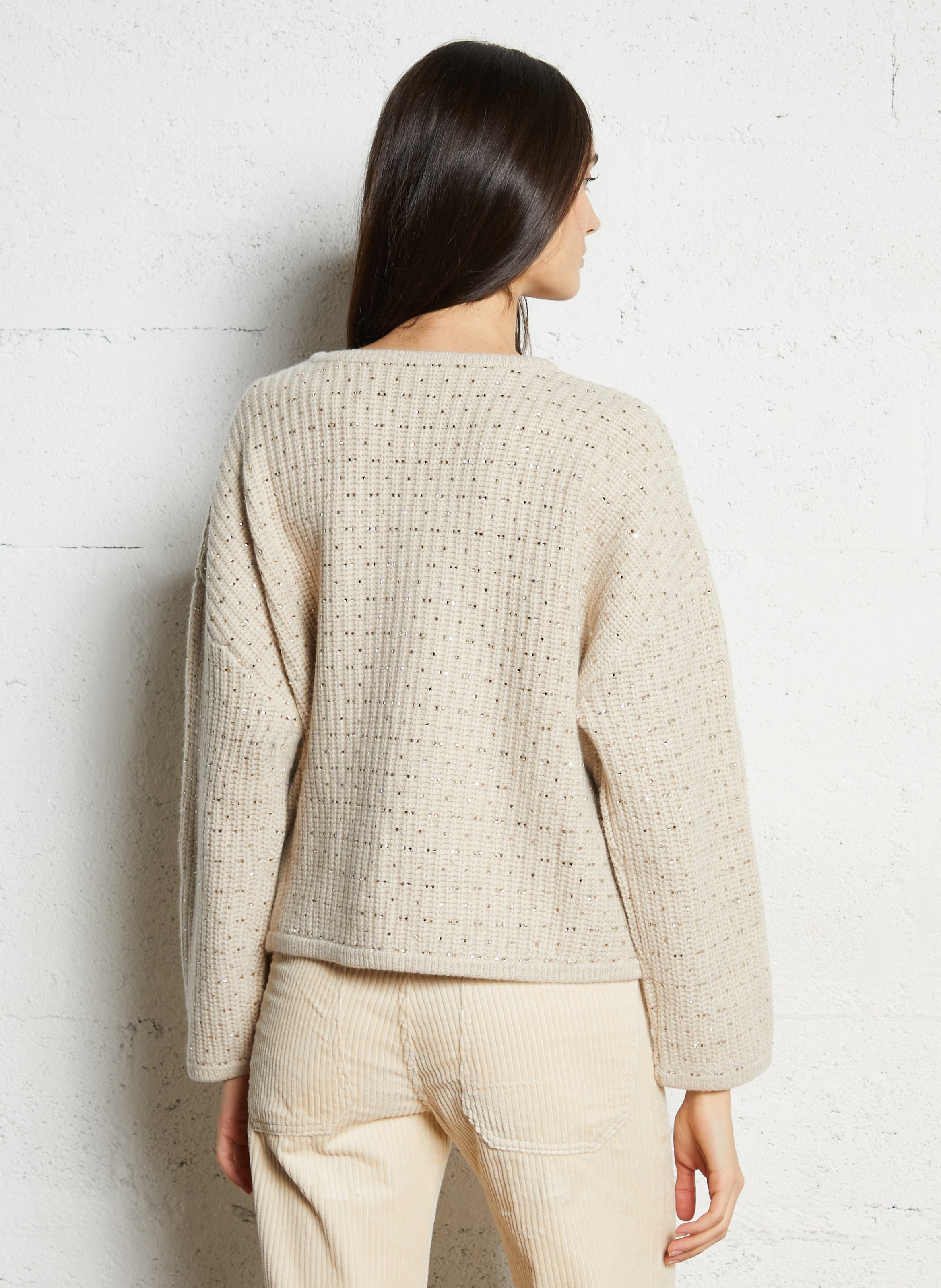 Woleg - Oversize-Wollpullover mit Rundhalsausschnitt BERENICE Beige