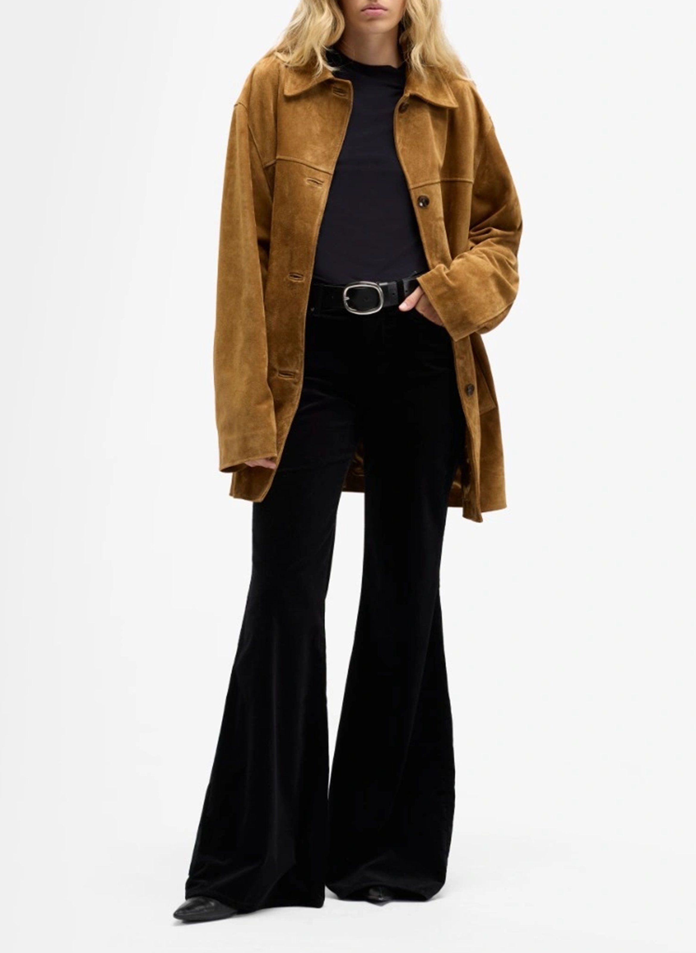 Broek met wijde pijpen in effen katoenmix 7 FOR ALL MANKIND Zwart