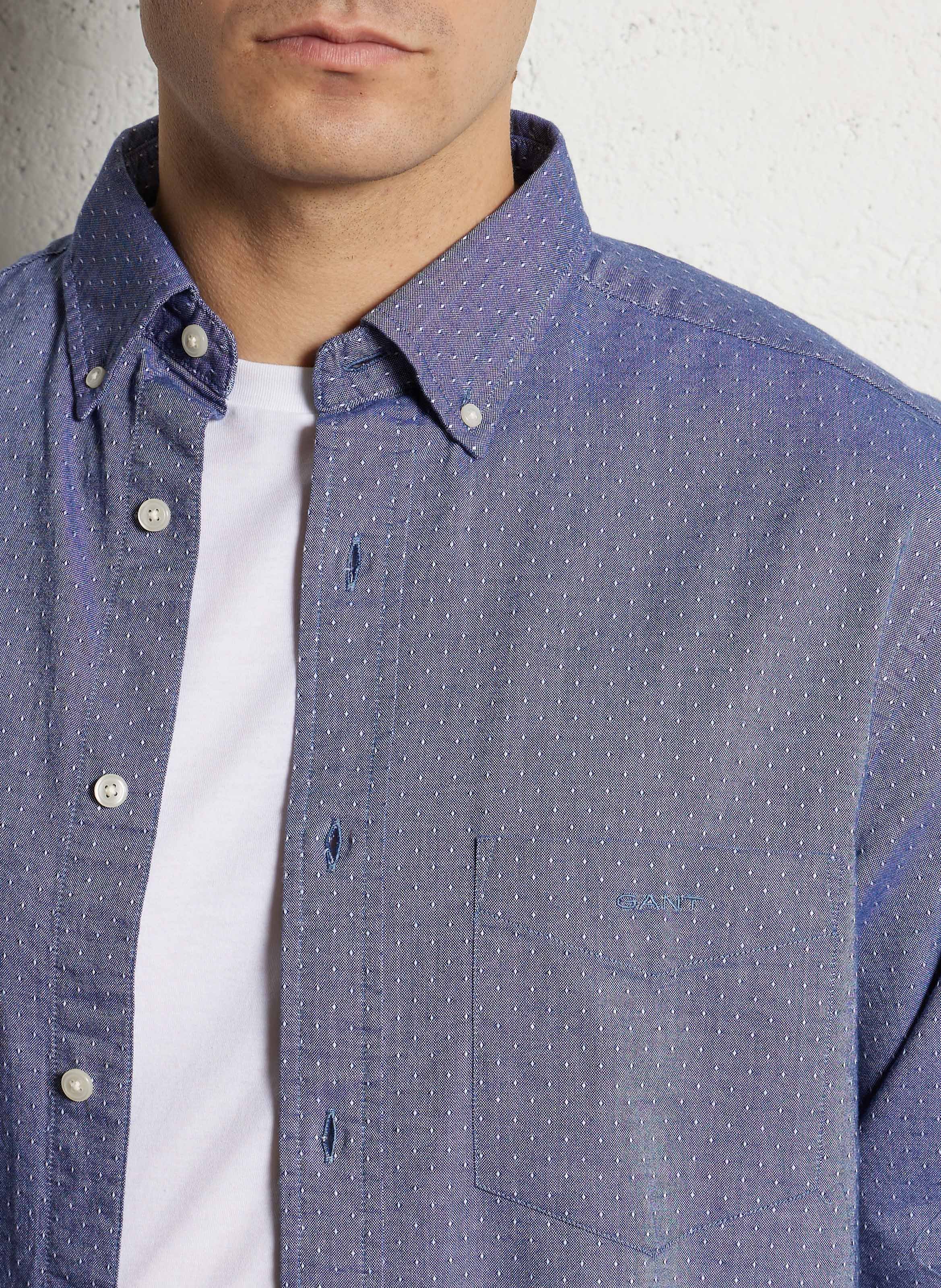 Regular embroidered cotton shirt GANT Blue