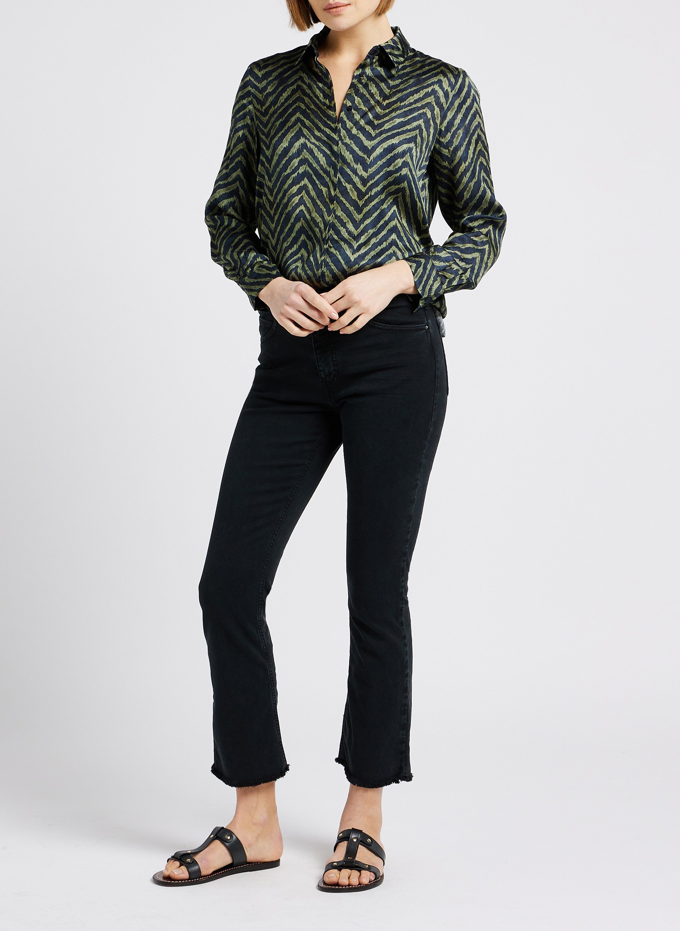 Flared cotton-blend jeans ACQUAVERDE Black