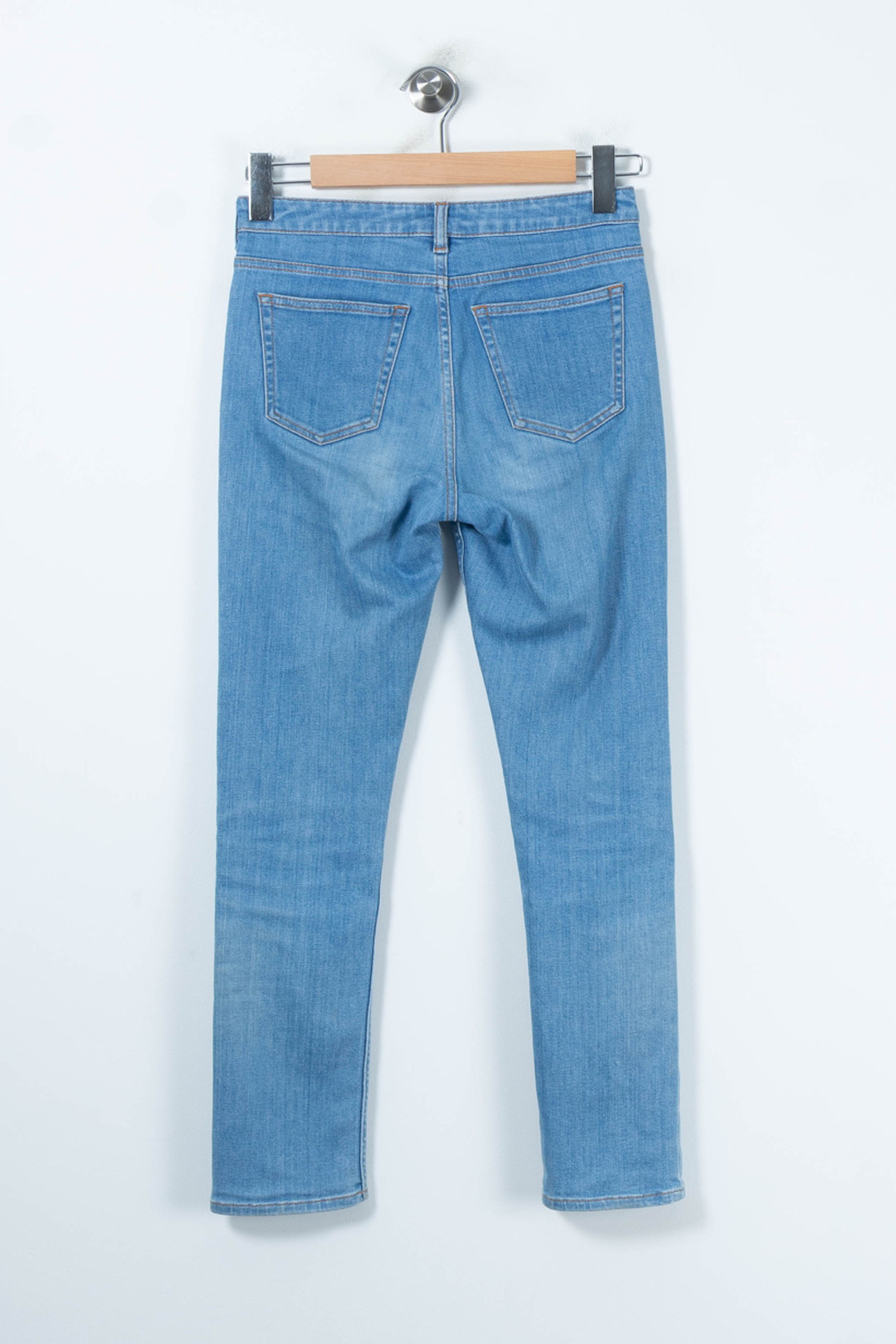 Cropped slim jeans with studs TARA JARMON - Seconde Main Blue