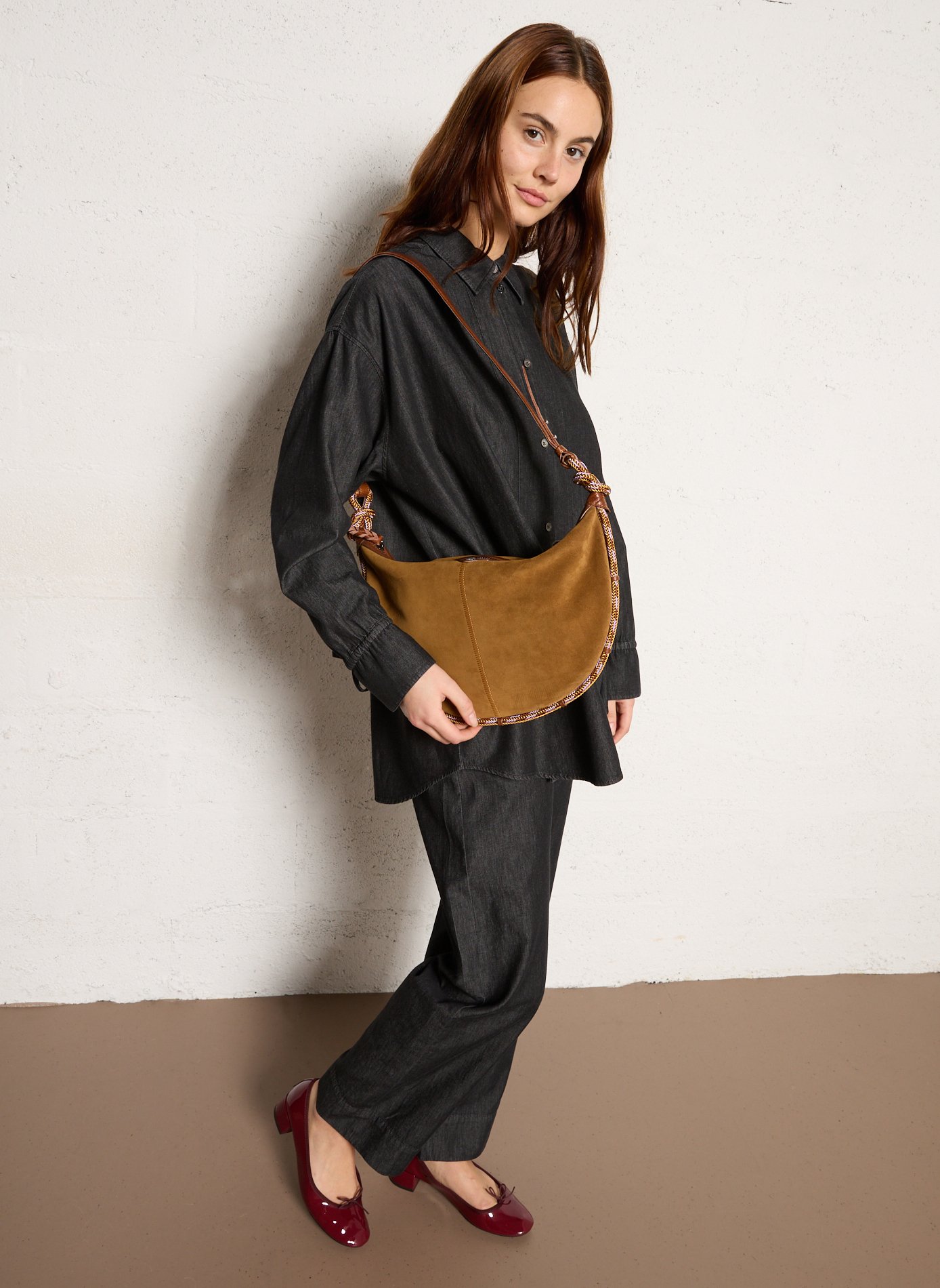 Leather clutch bag CLARIS VIROT Brown