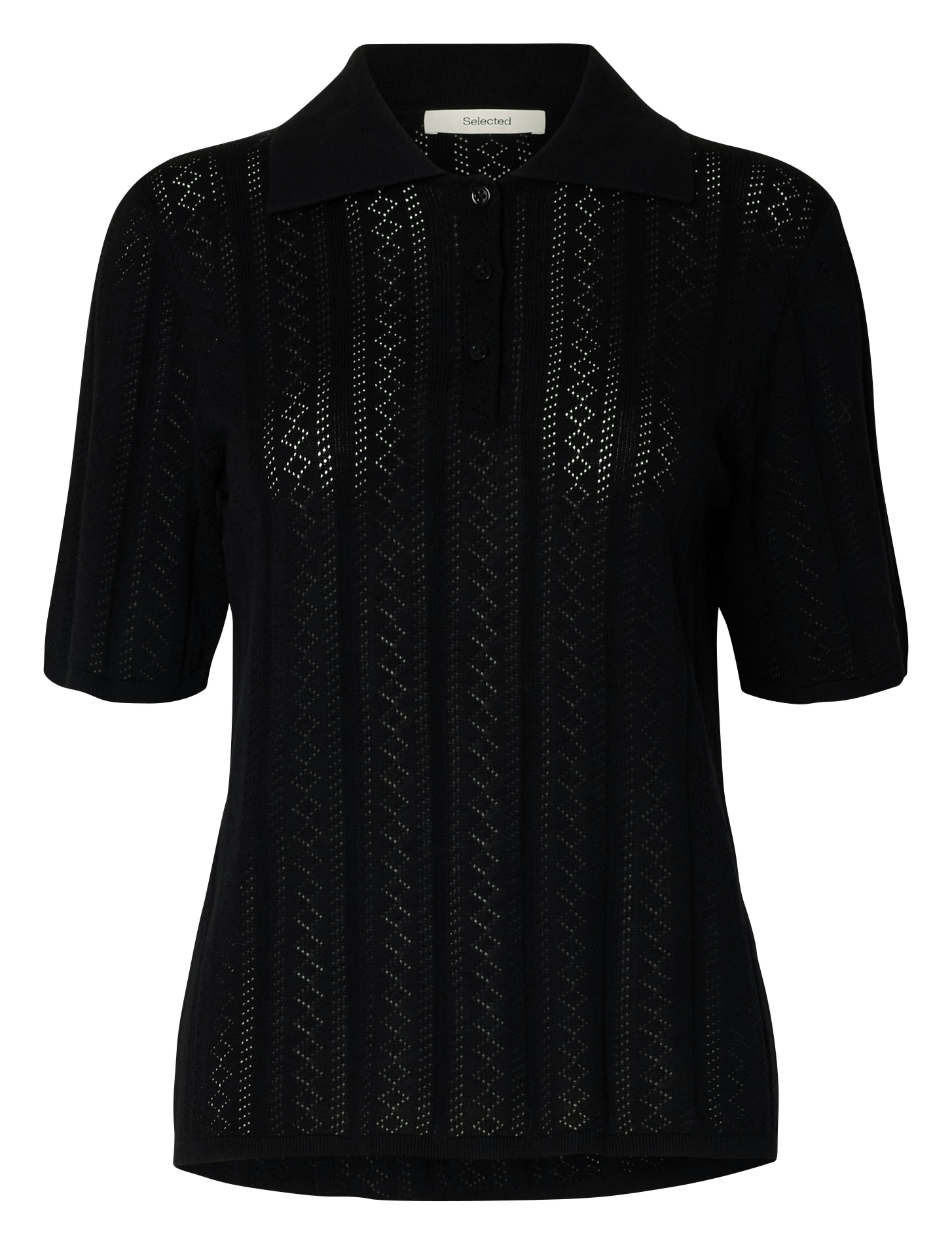 Gerade geschnittenes Poloshirt aus Bio-Baumwolle SELECTED Schwarz