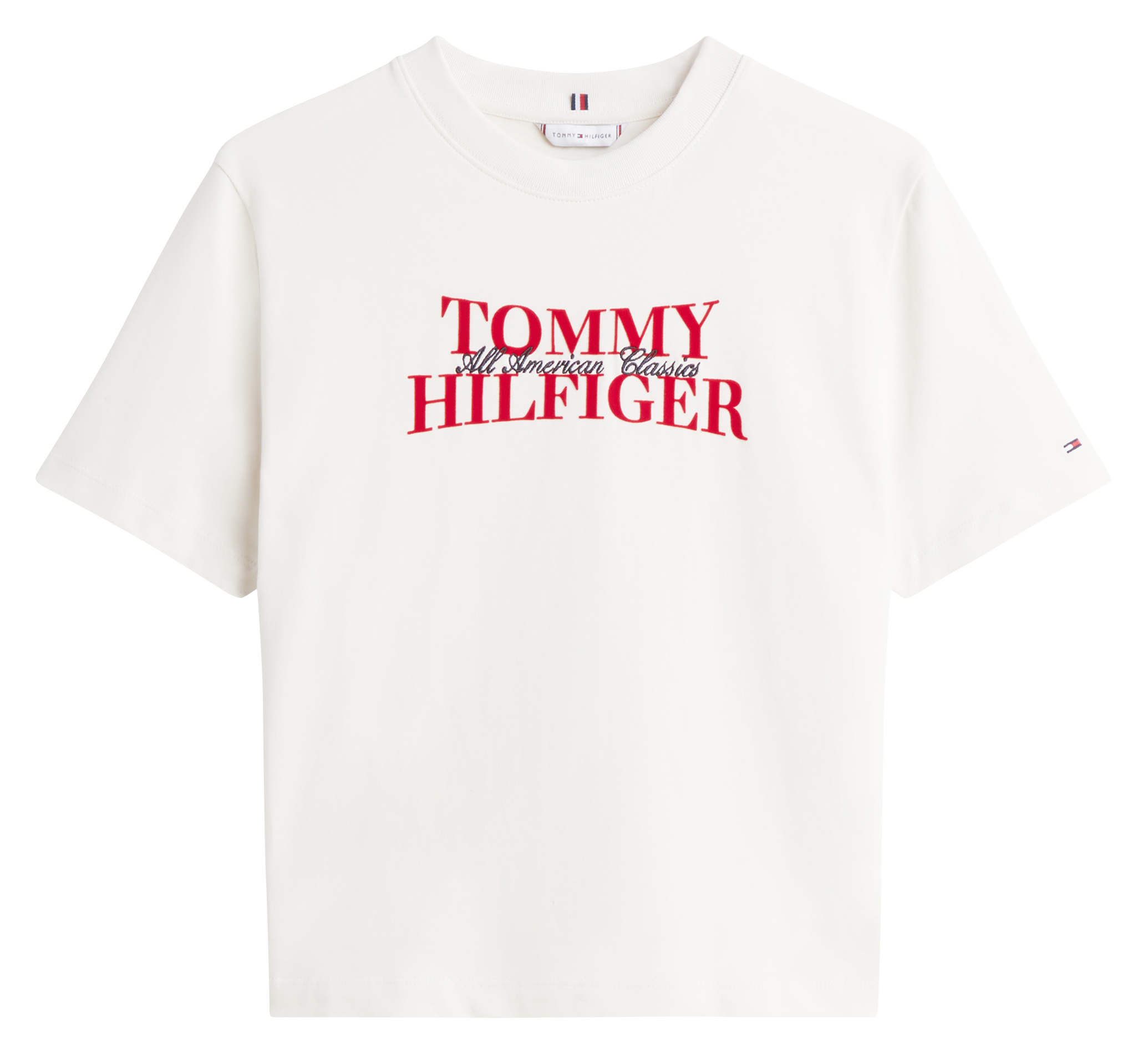 Straight embroidered cotton T-shirt TOMMY HILFIGER White