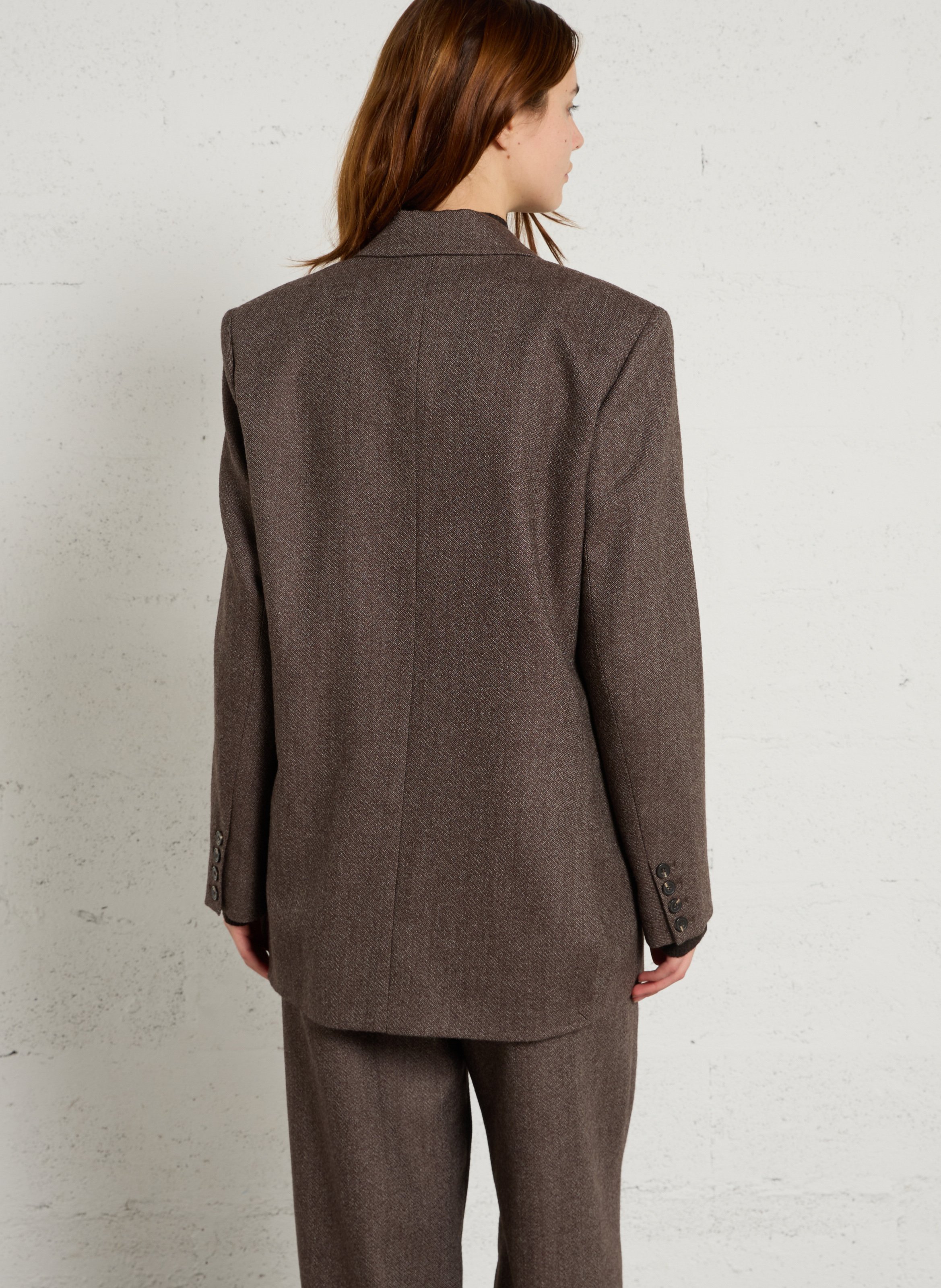 Gerade geschnittener Wolltwill-Blazer SOEUR Braun