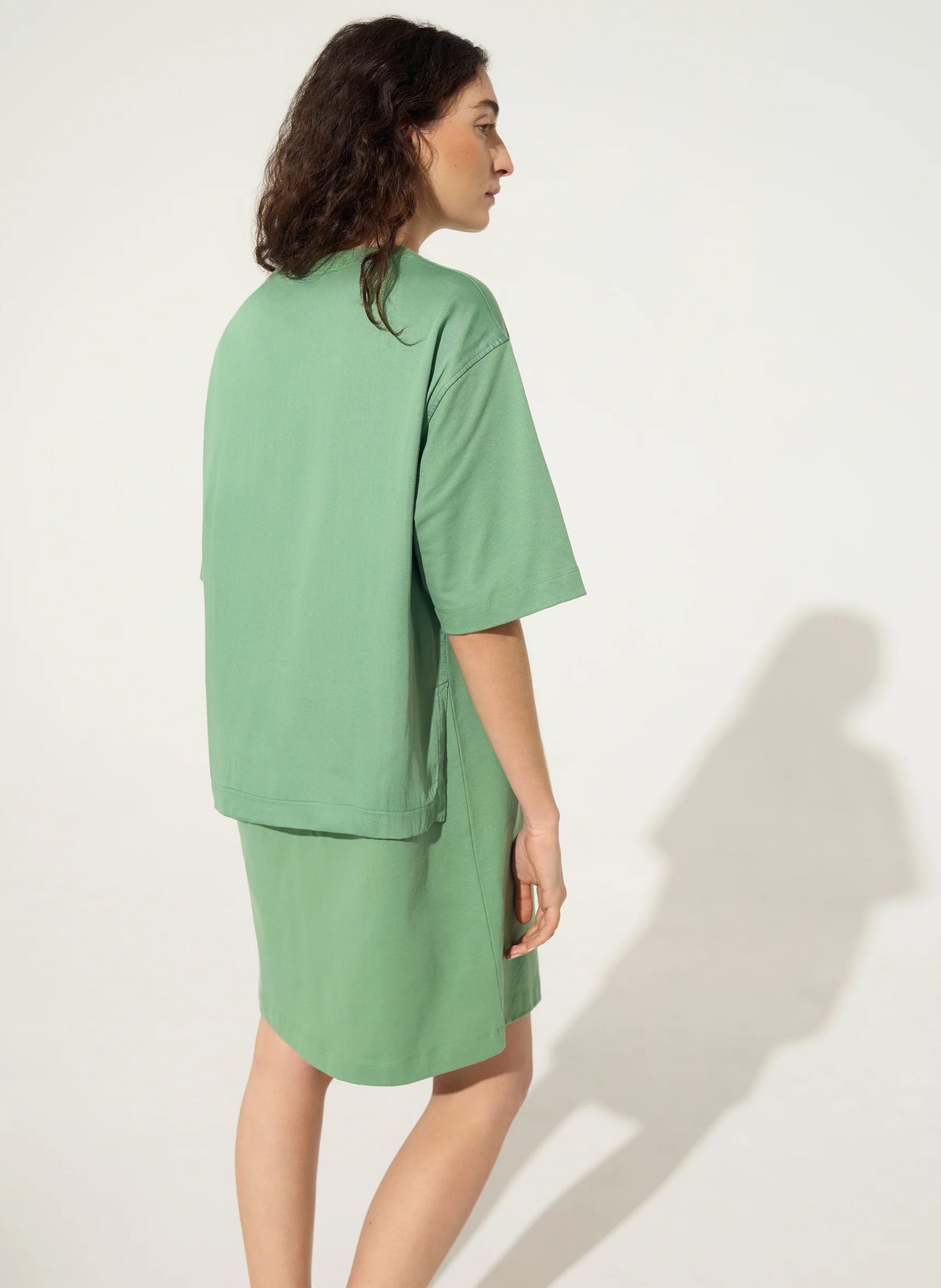 Robe courte col rond en coton bio ACOTE Vert