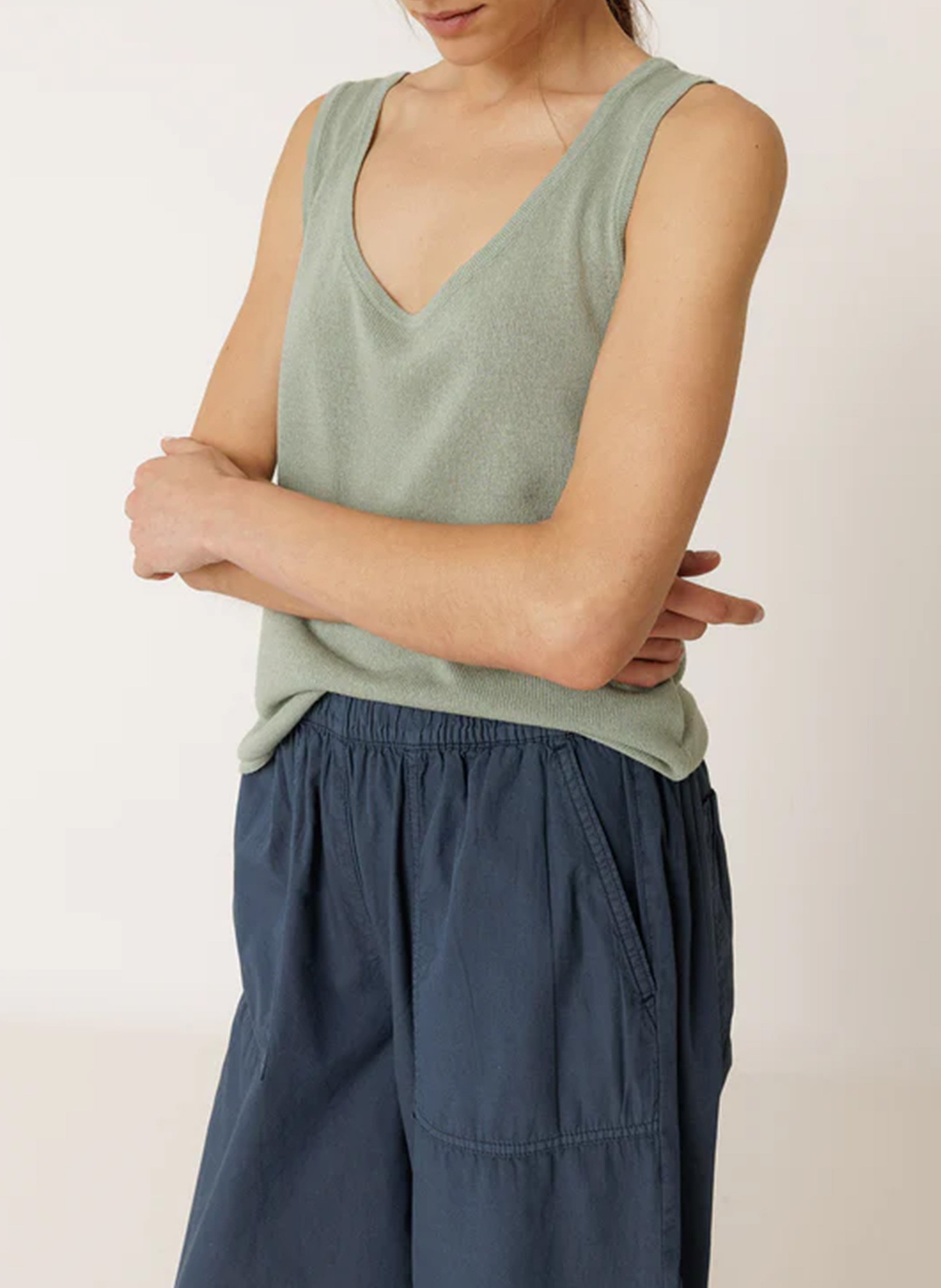 Weiter geschnittene elastische Baumwollhose INDI & COLD Blau