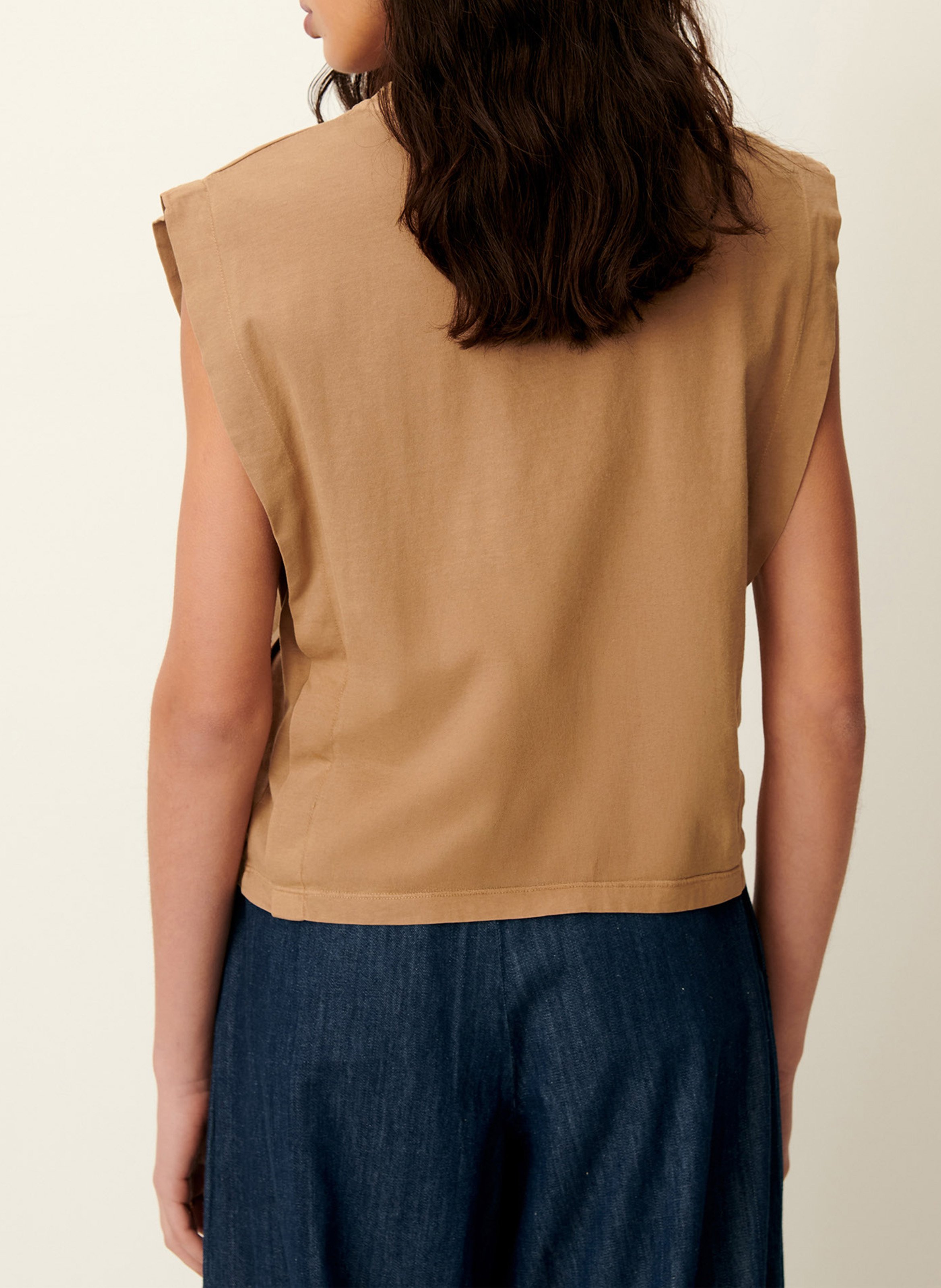 Katoenen T-shirt met ronde hals SESSUN Beige