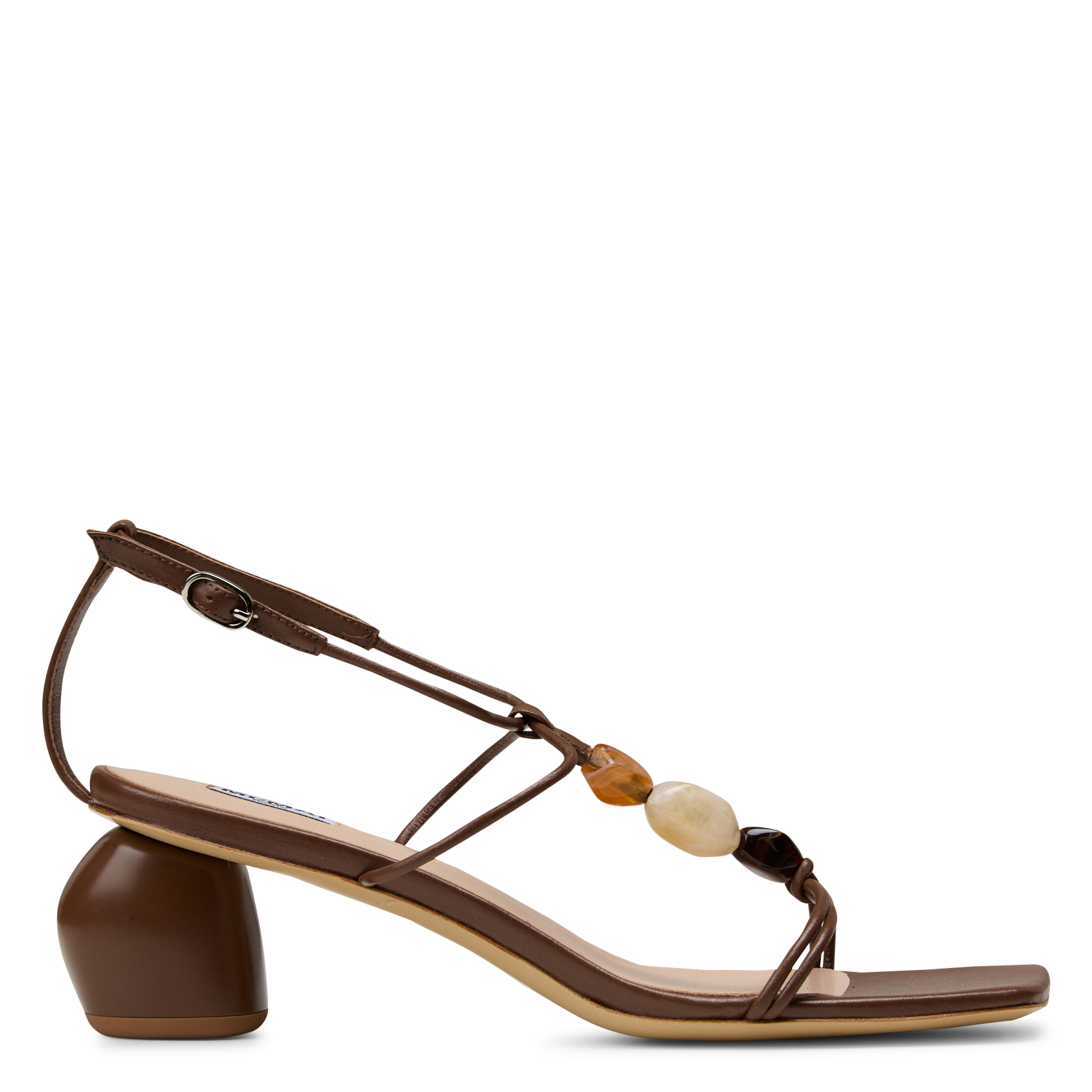 Sandalen met hakken en stenen van leer MI/MAI Bruin