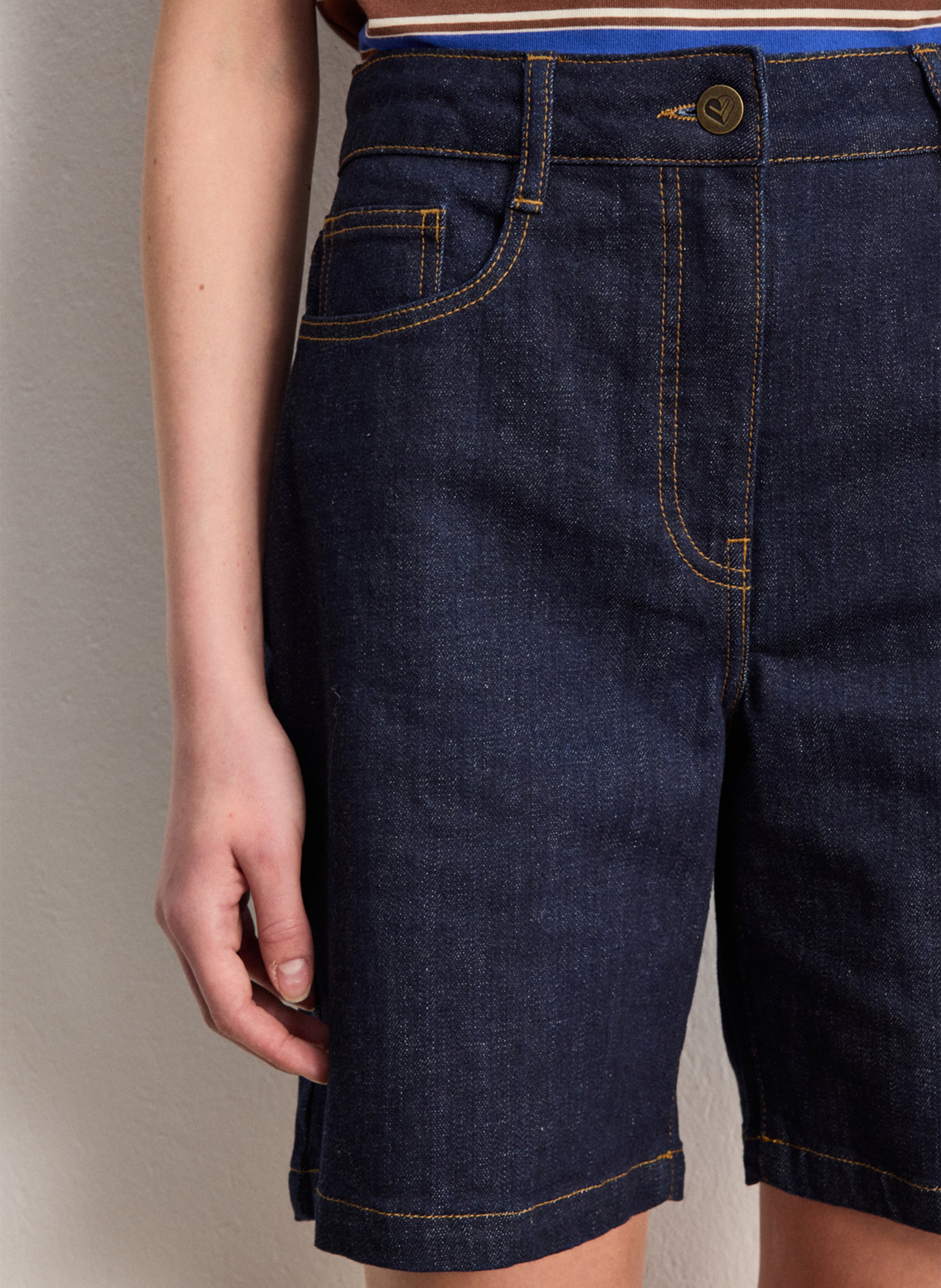 Straight-leg cotton-blend Bermuda shorts PABLO Blue